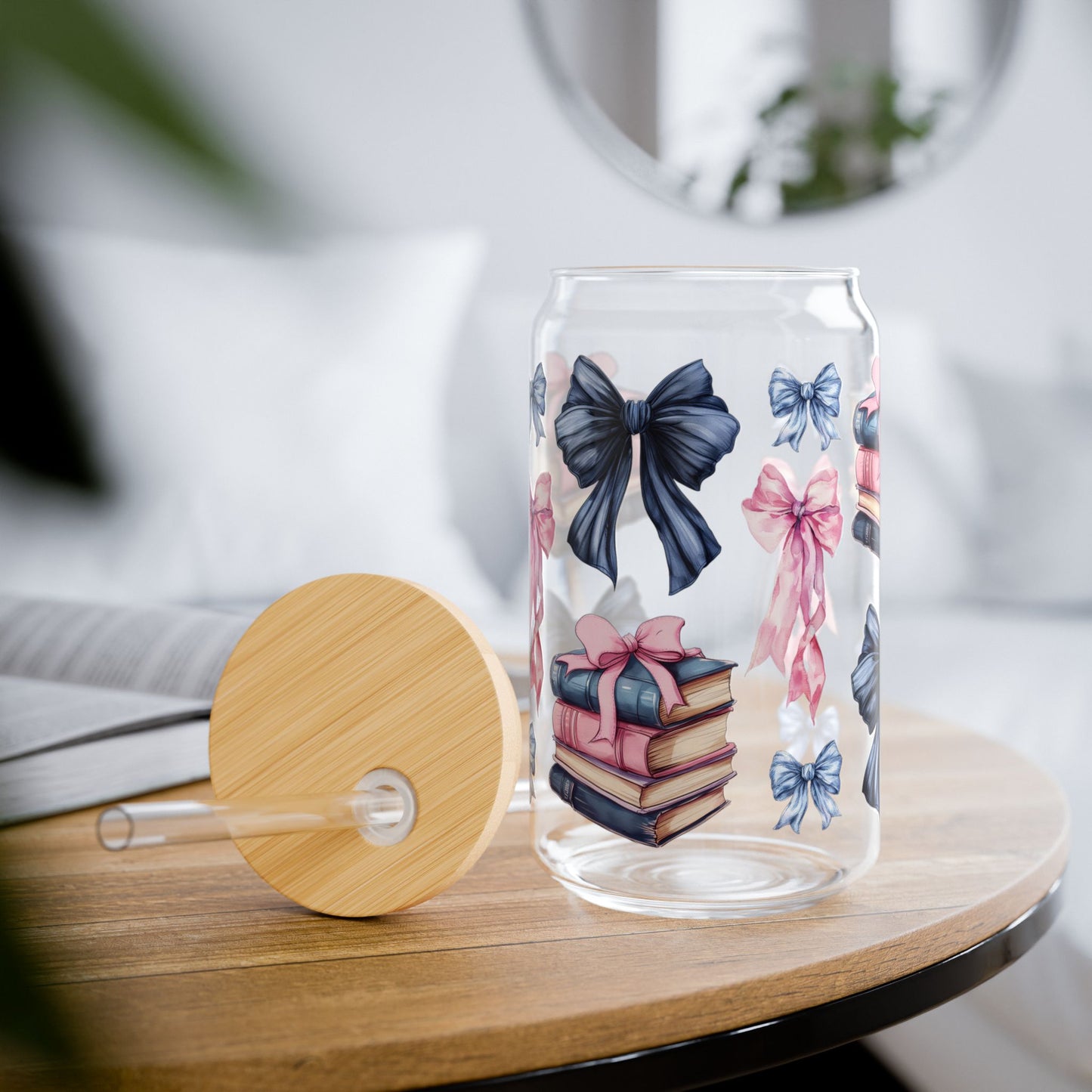 Books & Bows Glass Tumbler, 16oz