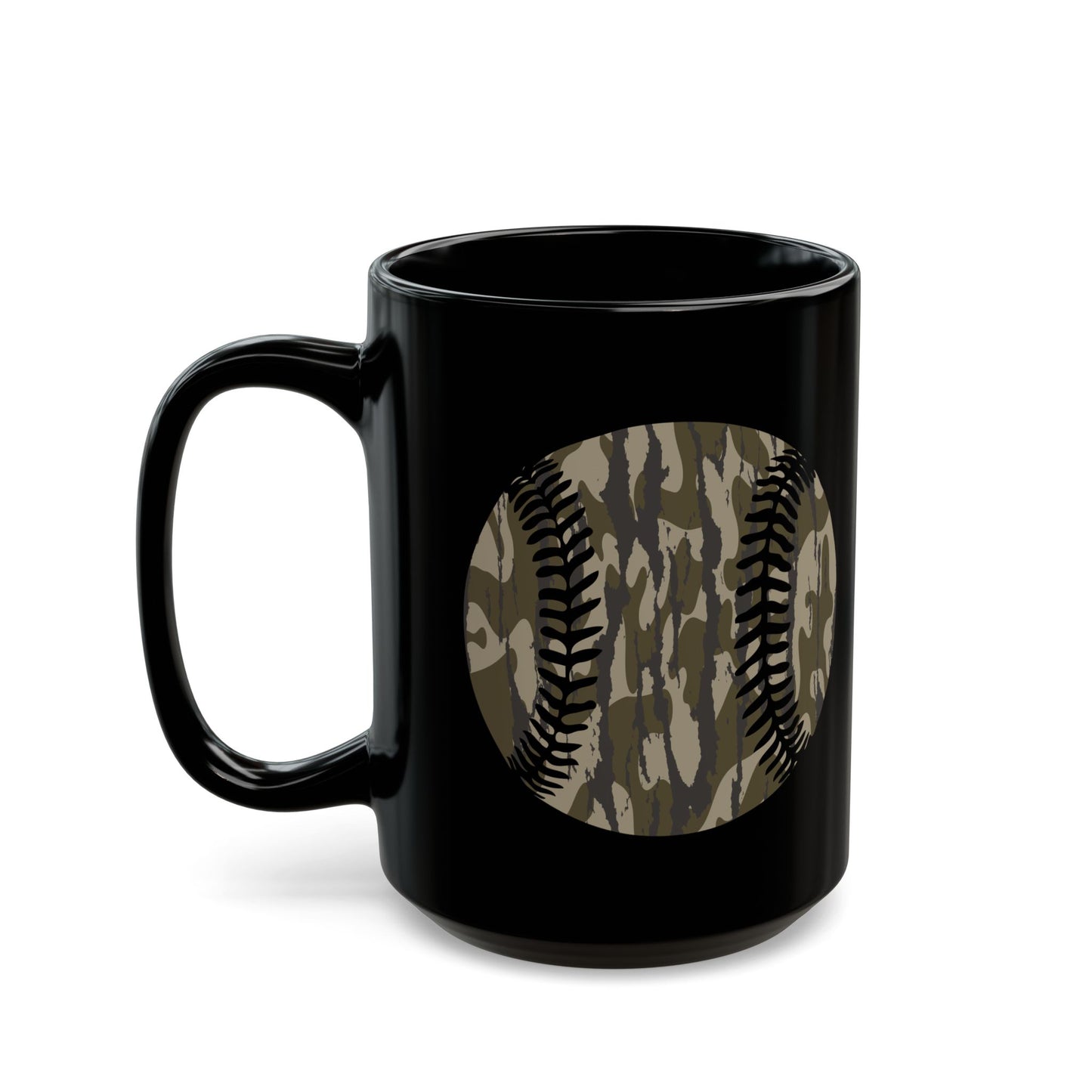 Camo Baseball Black Mug (11oz, 15oz)