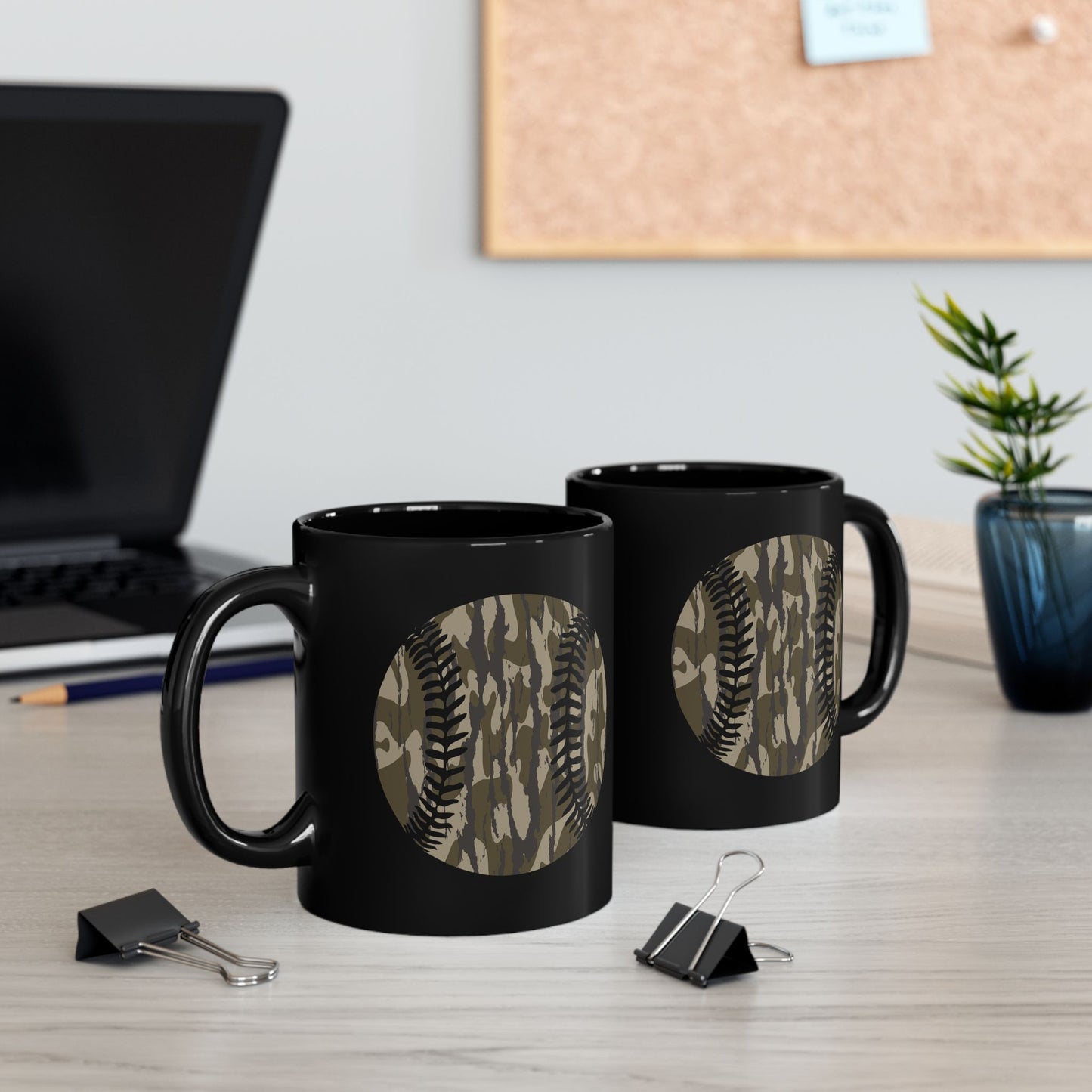 Camo Baseball Black Mug (11oz, 15oz)