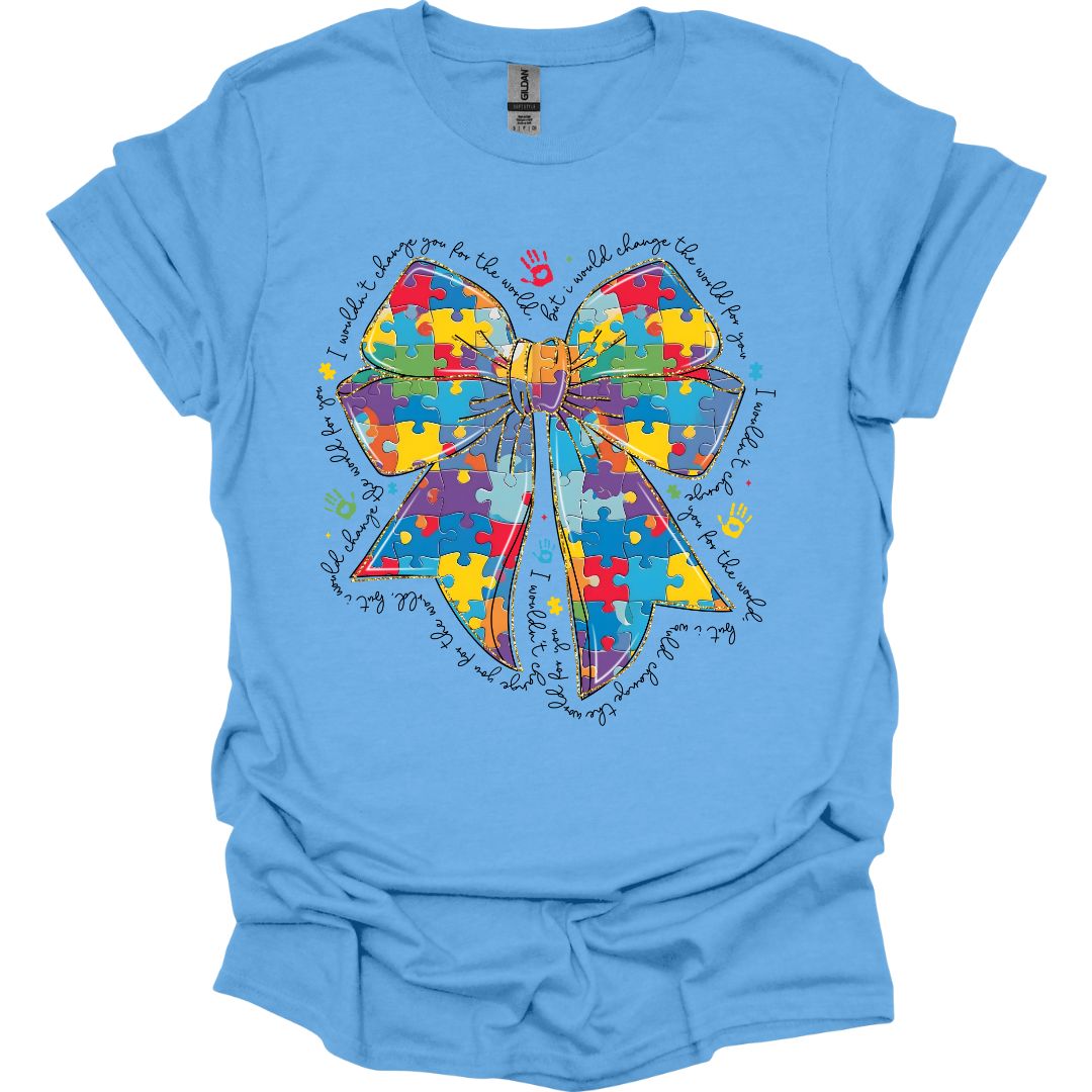 Autism Awareness Puzzle Bow T-shirt