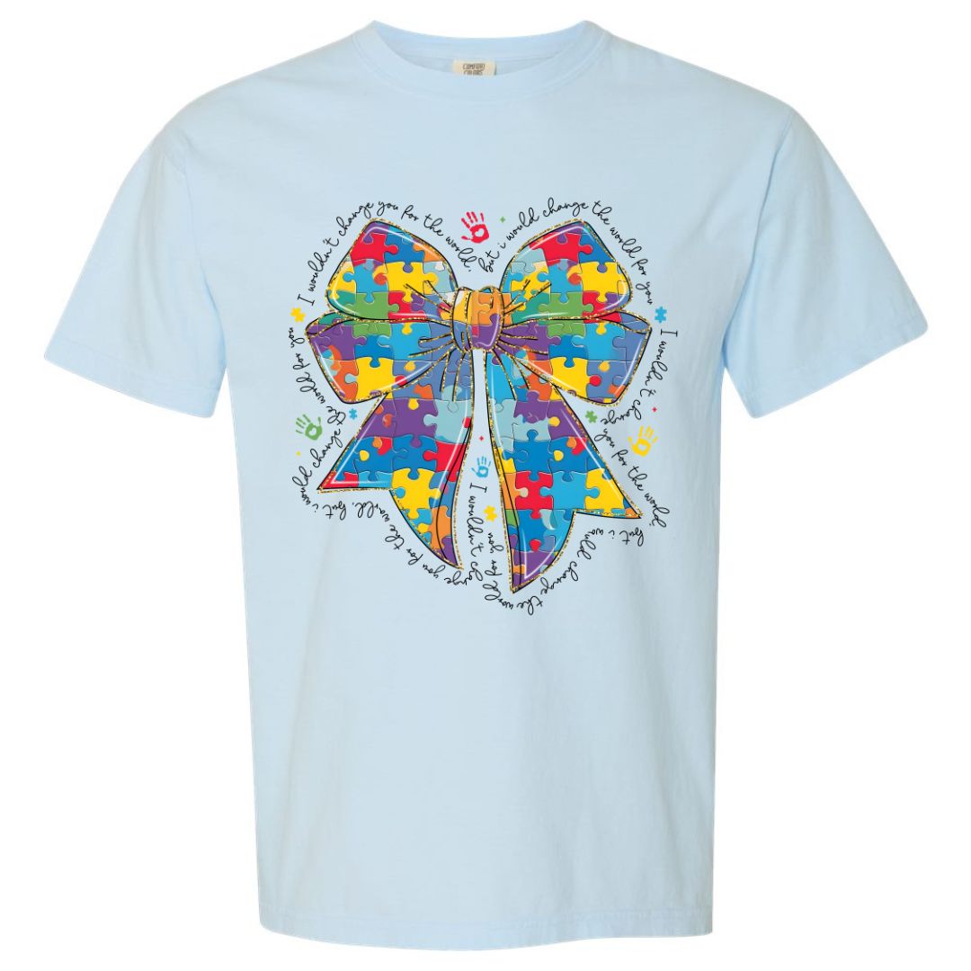Autism Awareness Puzzle Bow T-shirt