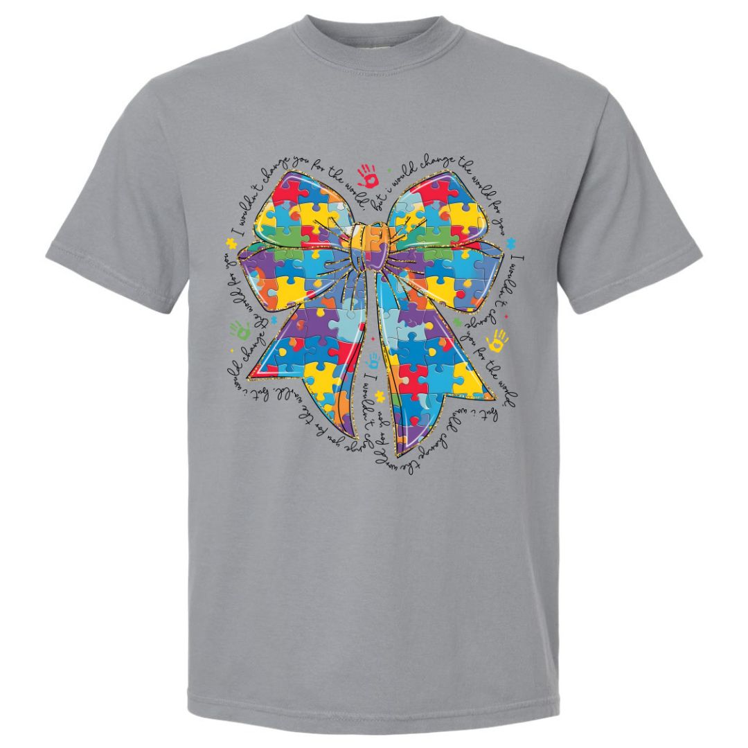 Autism Awareness Puzzle Bow T-shirt