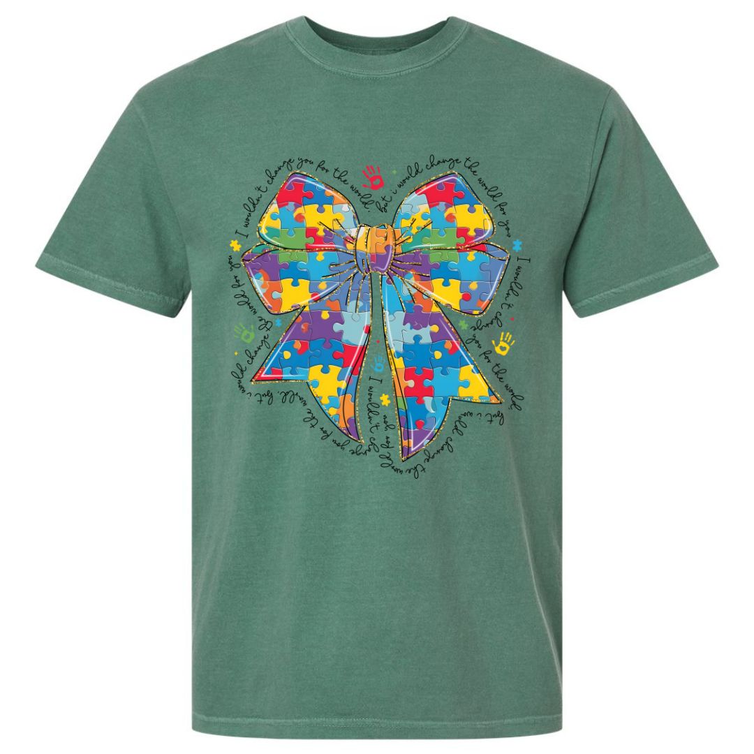 Autism Awareness Puzzle Bow T-shirt