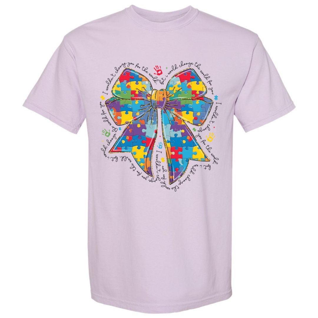 Autism Awareness Puzzle Bow T-shirt