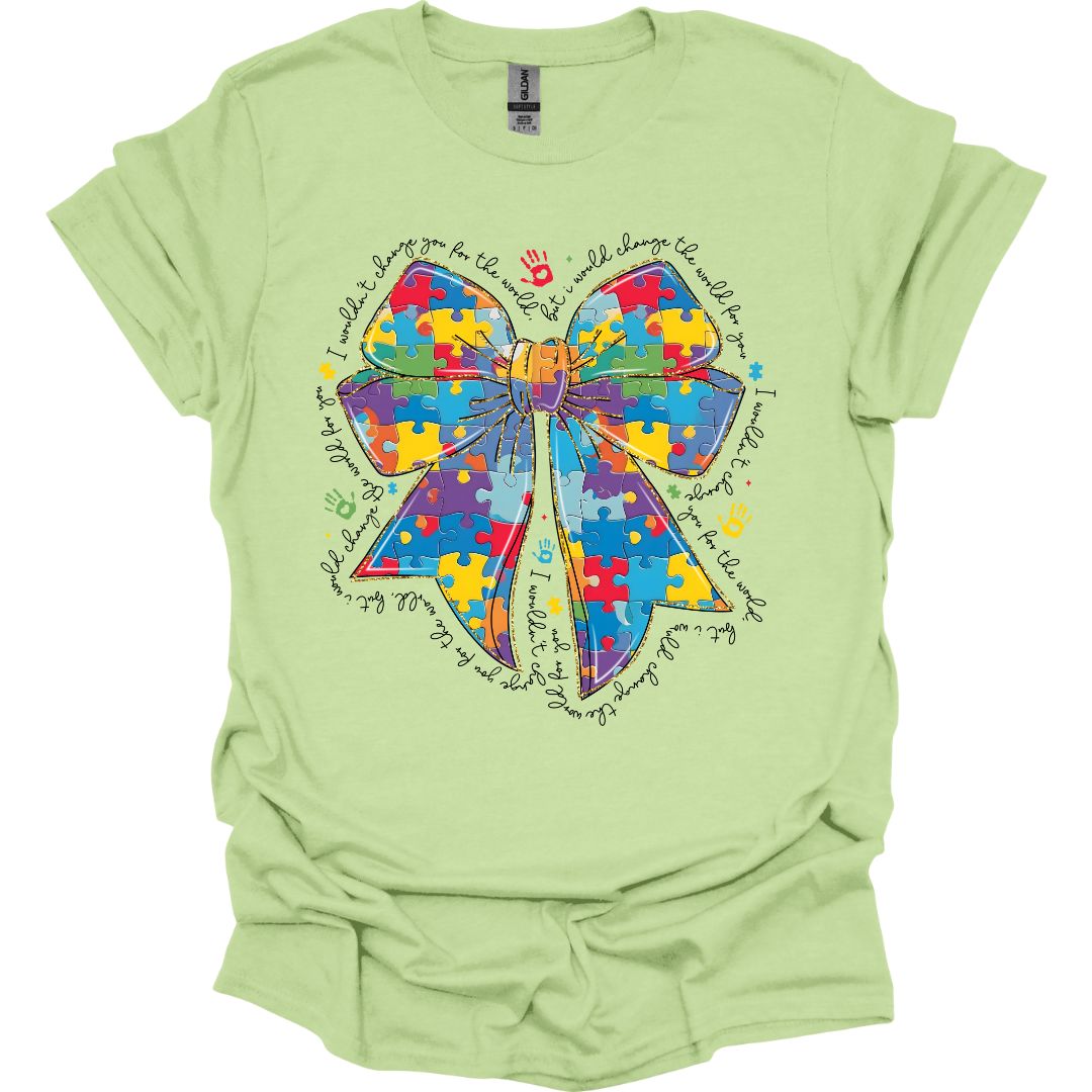 Autism Awareness Puzzle Bow T-shirt