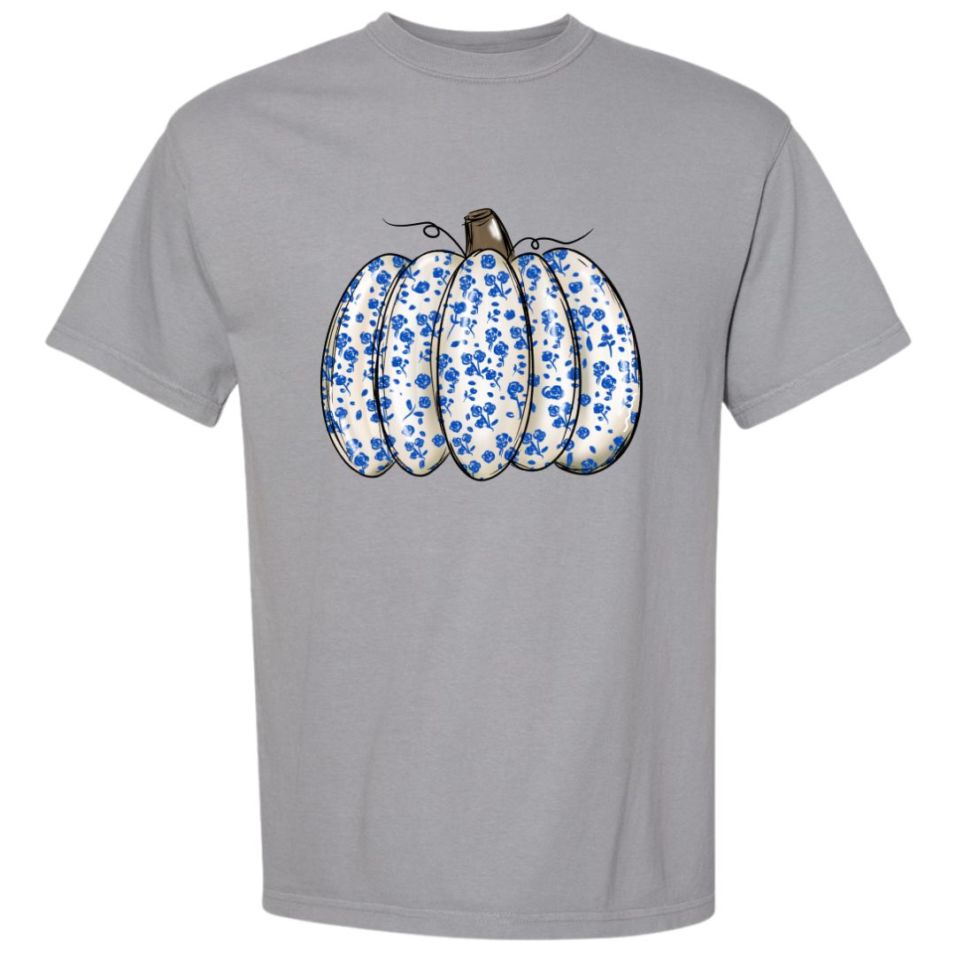 Grandmillenial Blue Floral Pumpkin T-shirt