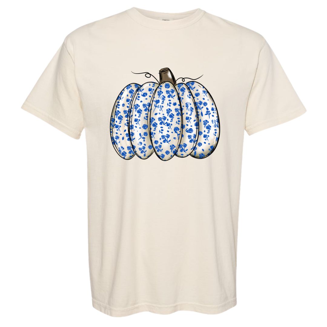 Grandmillenial Blue Floral Pumpkin T-shirt