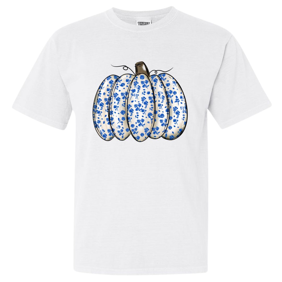 Grandmillenial Blue Floral Pumpkin T-shirt