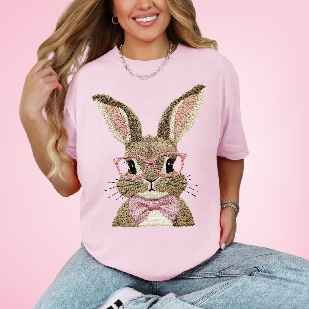 Faux Embroidered Bunny Tees