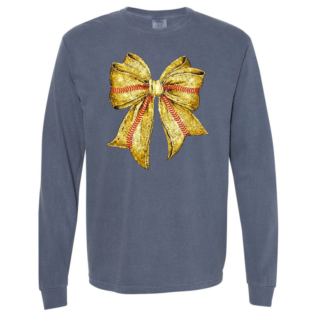 Softball Faux Glitter Bow