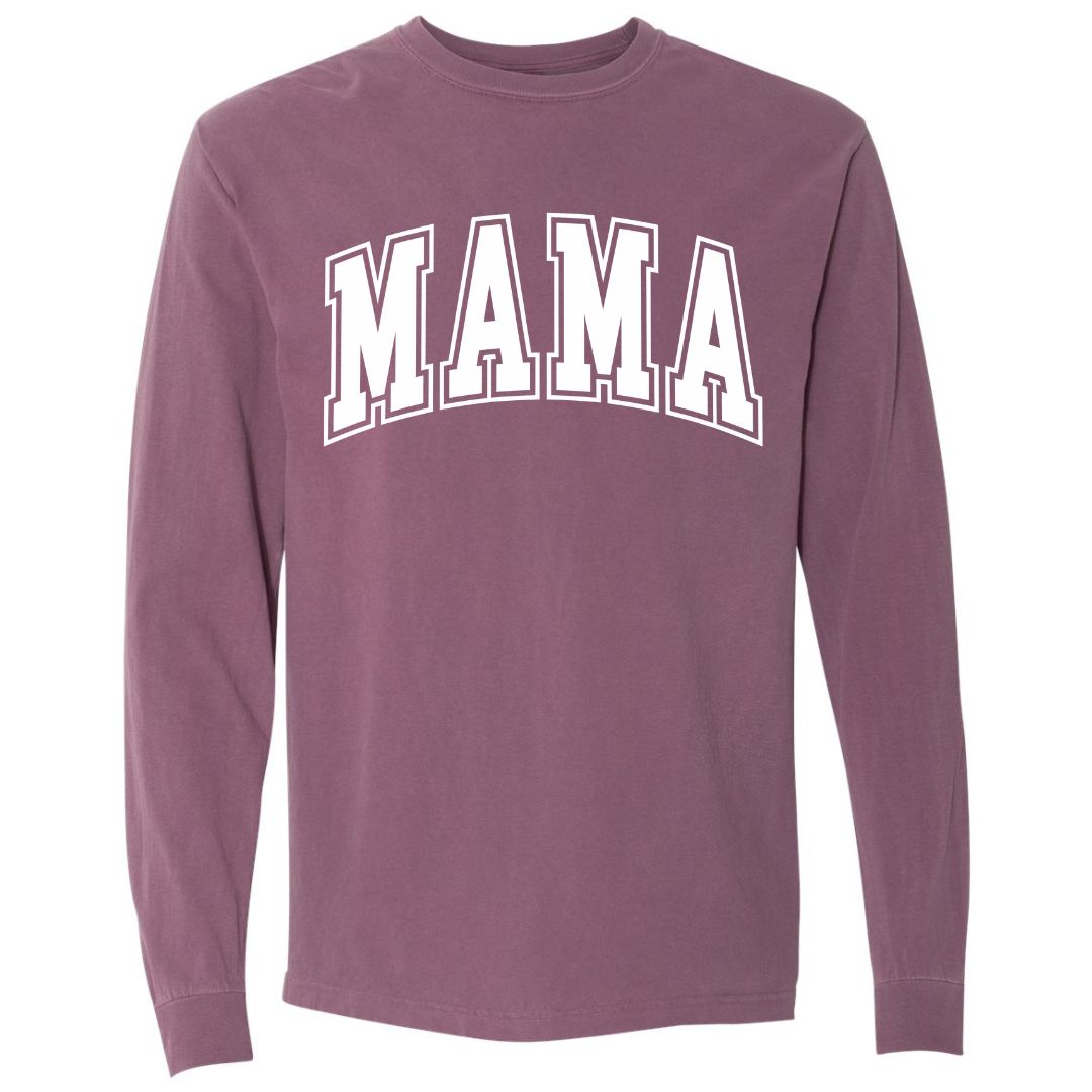 MAMA White Collegiate Lettered Long Sleeve T-shirt