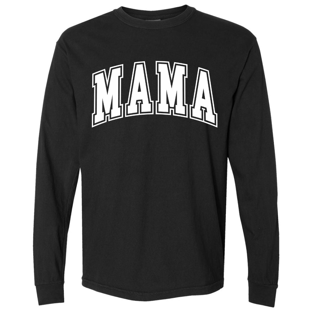 MAMA White Collegiate Lettered Long Sleeve T-shirt