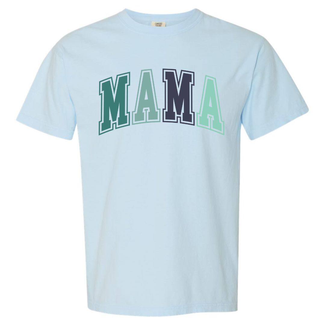 MAMA Blue/Green Collegiate Lettered Short Sleeve T-shirt