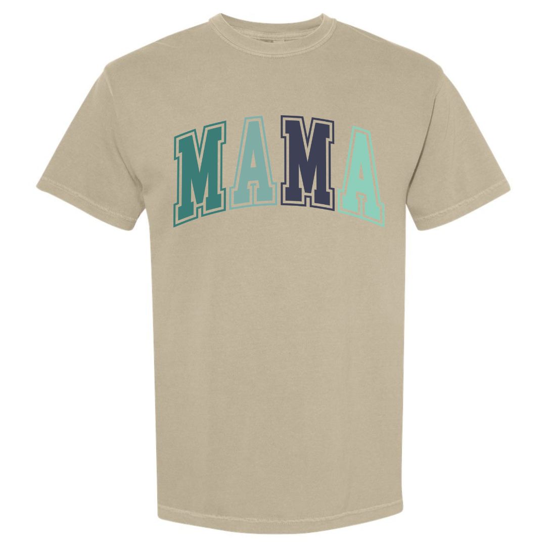 MAMA Blue/Green Collegiate Lettered Short Sleeve T-shirt