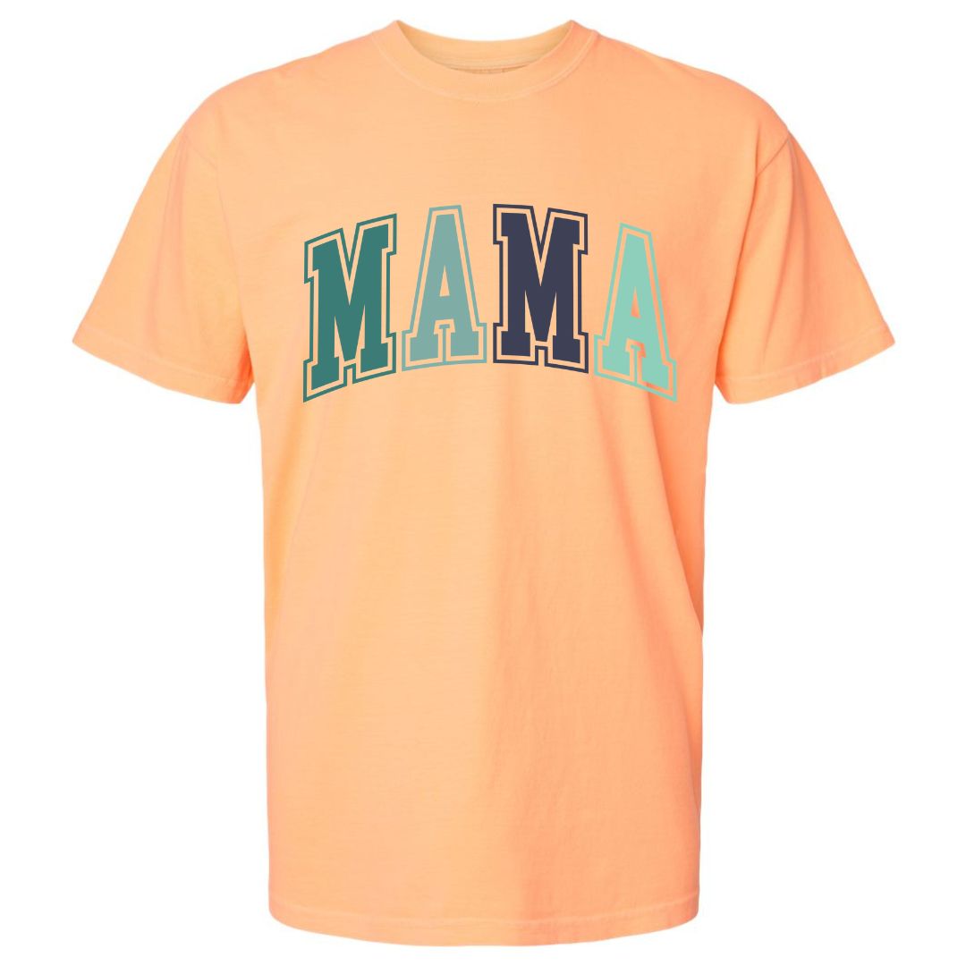 MAMA Blue/Green Collegiate Lettered Short Sleeve T-shirt