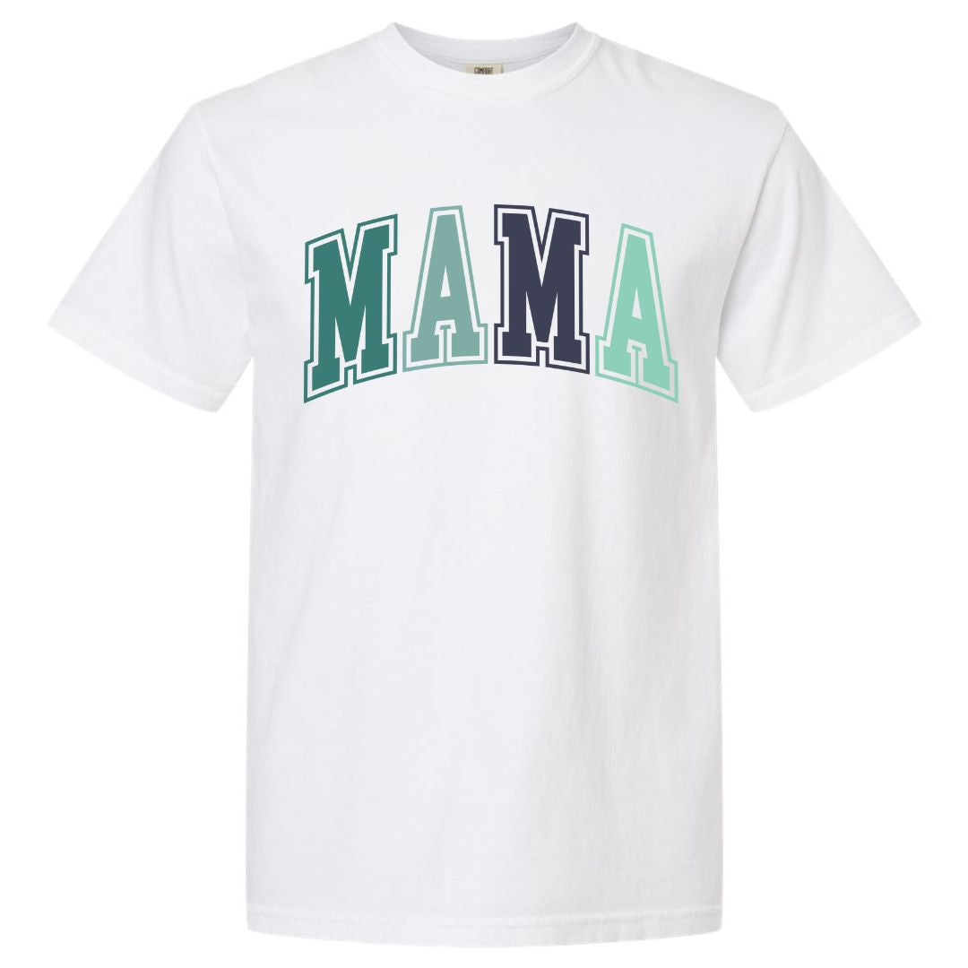 MAMA Blue/Green Collegiate Lettered Short Sleeve T-shirt