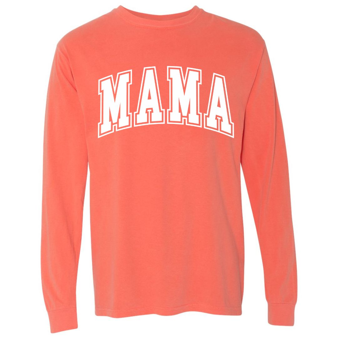 MAMA White Collegiate Lettered Long Sleeve T-shirt