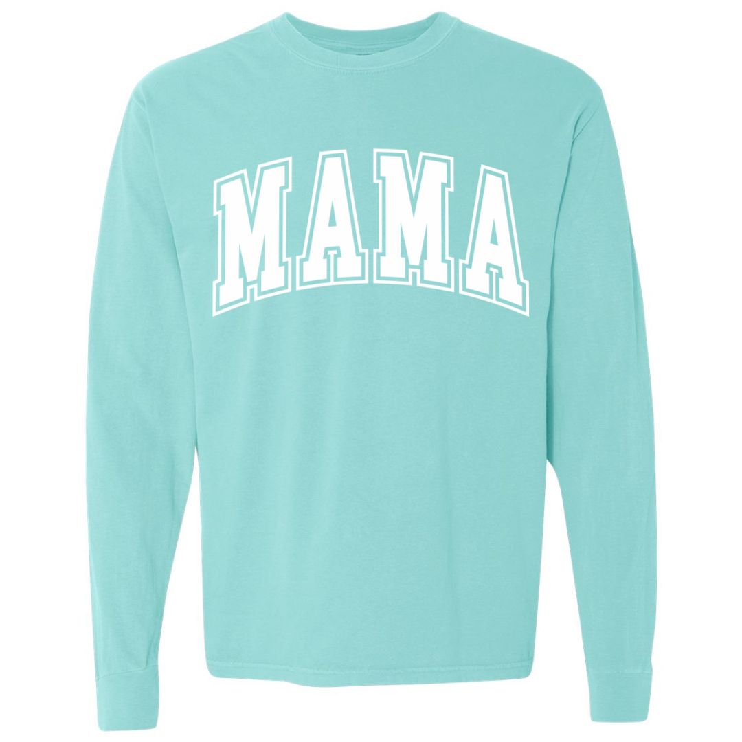 MAMA White Collegiate Lettered Long Sleeve T-shirt