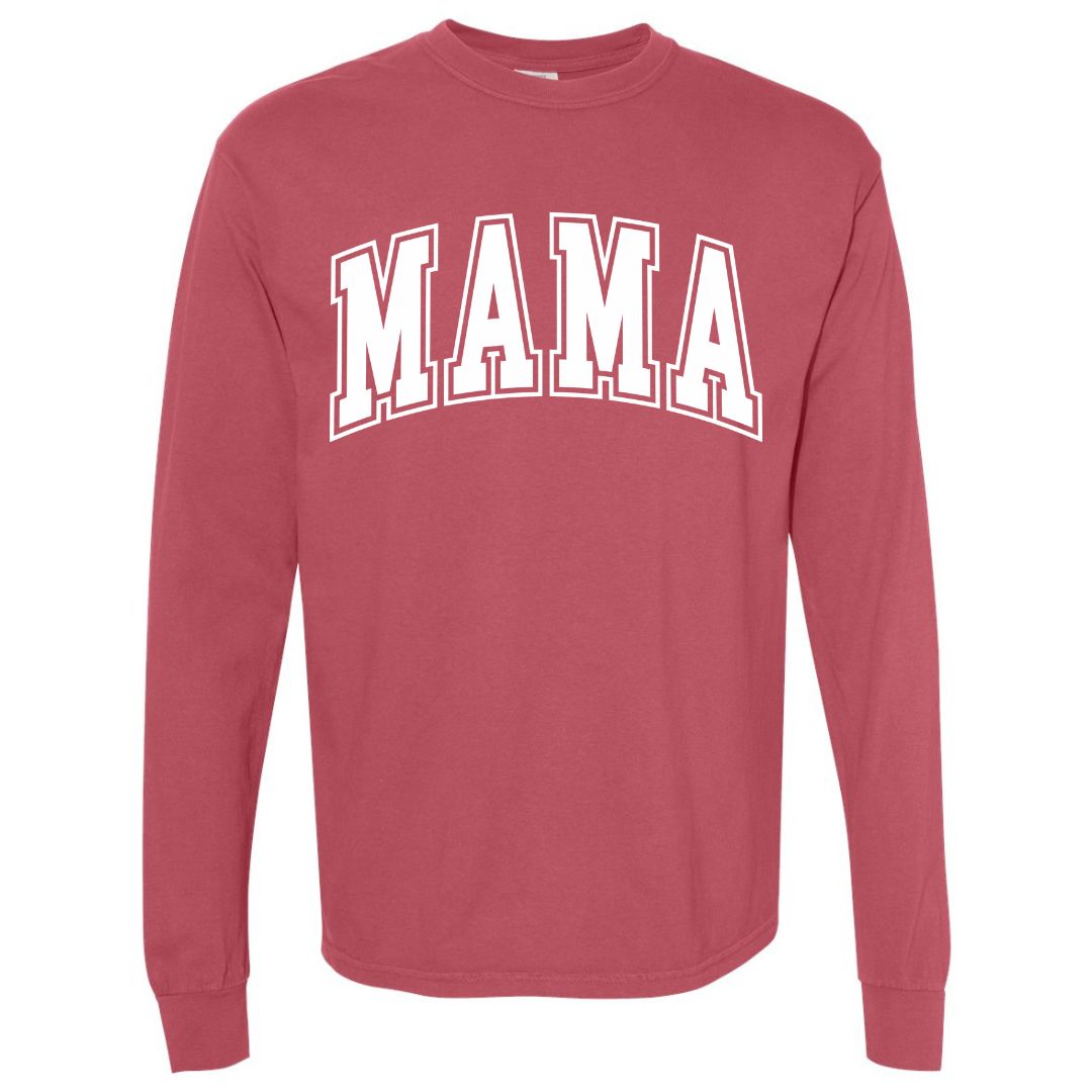 MAMA White Collegiate Lettered Long Sleeve T-shirt