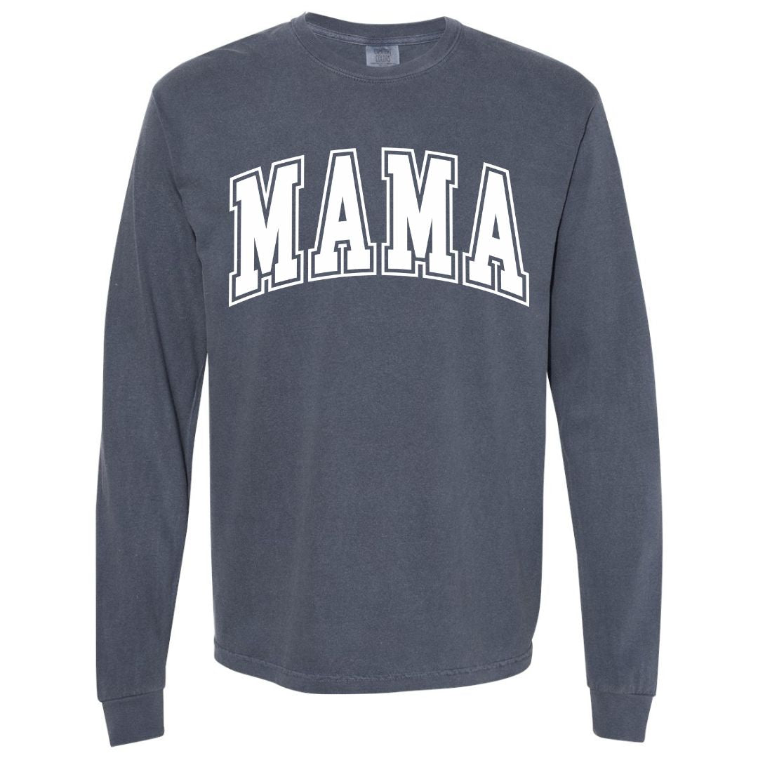 MAMA White Collegiate Lettered Long Sleeve T-shirt