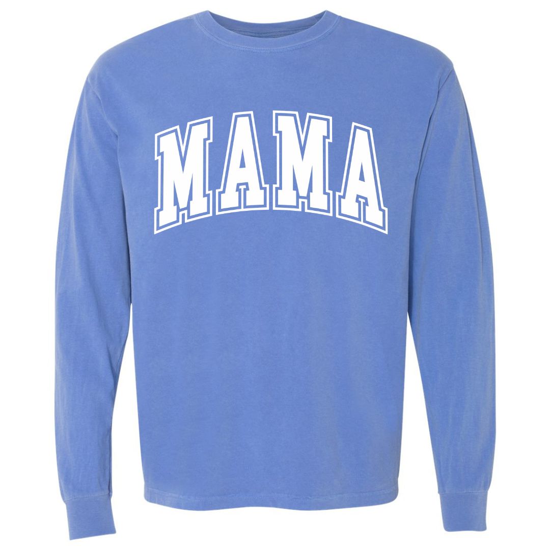 MAMA White Collegiate Lettered Long Sleeve T-shirt