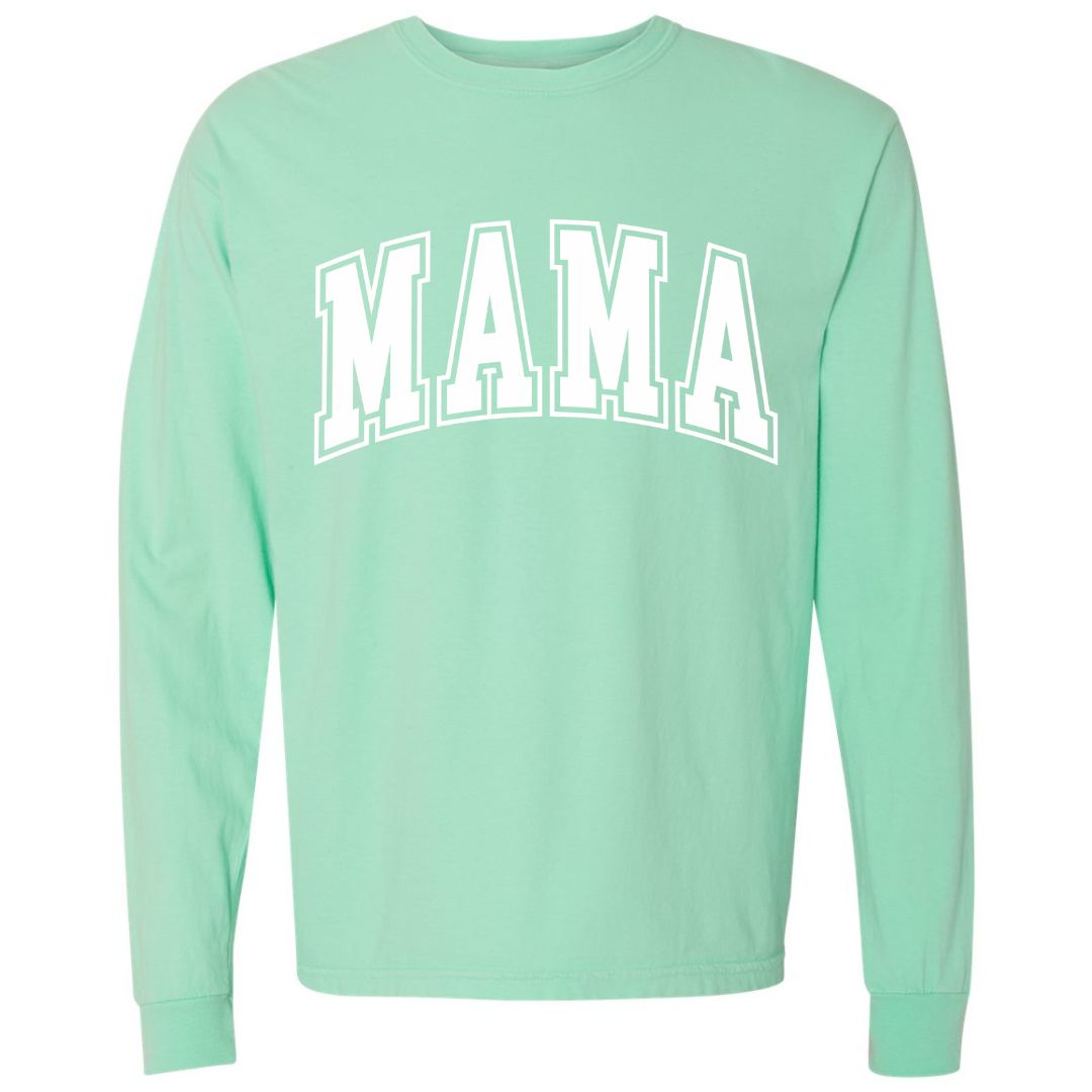MAMA White Collegiate Lettered Long Sleeve T-shirt