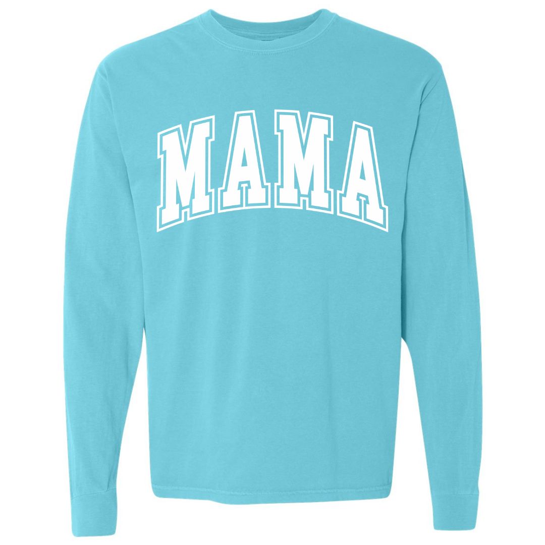 MAMA White Collegiate Lettered Long Sleeve T-shirt