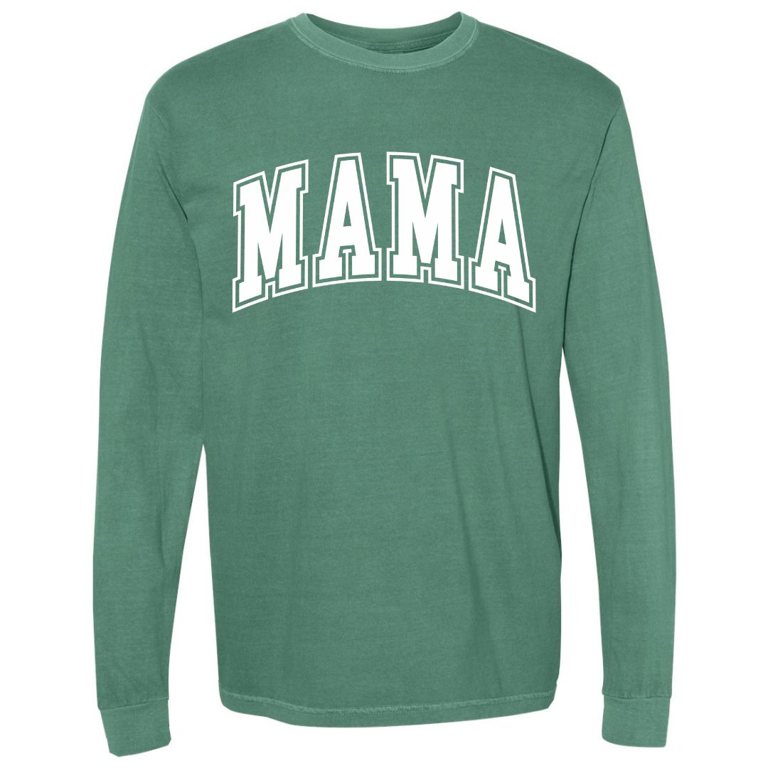 MAMA White Collegiate Lettered Long Sleeve T-shirt