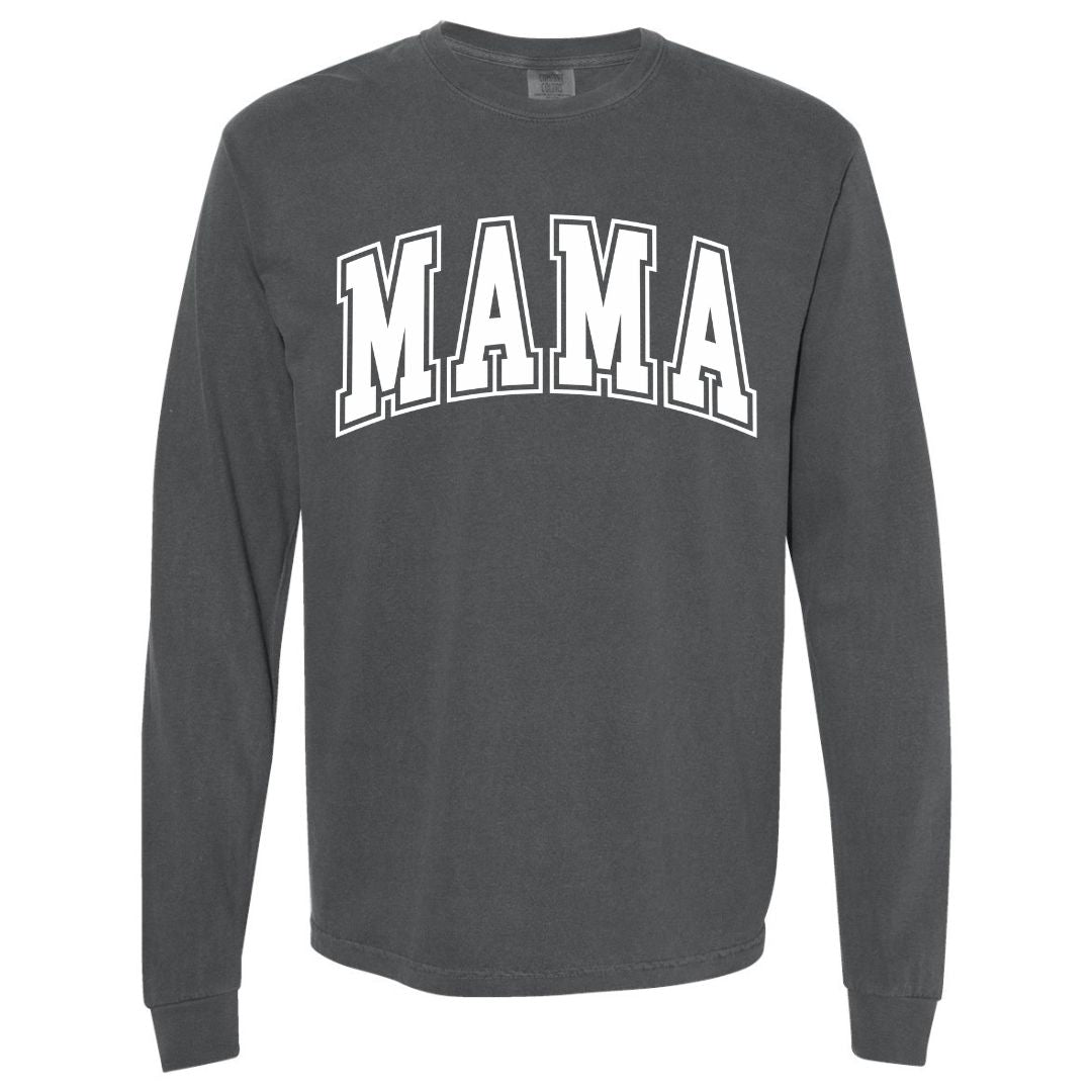 MAMA White Collegiate Lettered Long Sleeve T-shirt