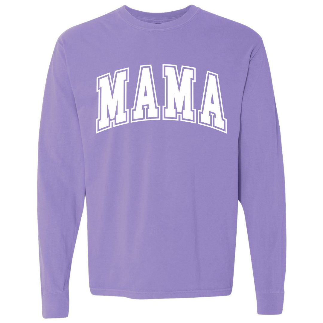 MAMA White Collegiate Lettered Long Sleeve T-shirt