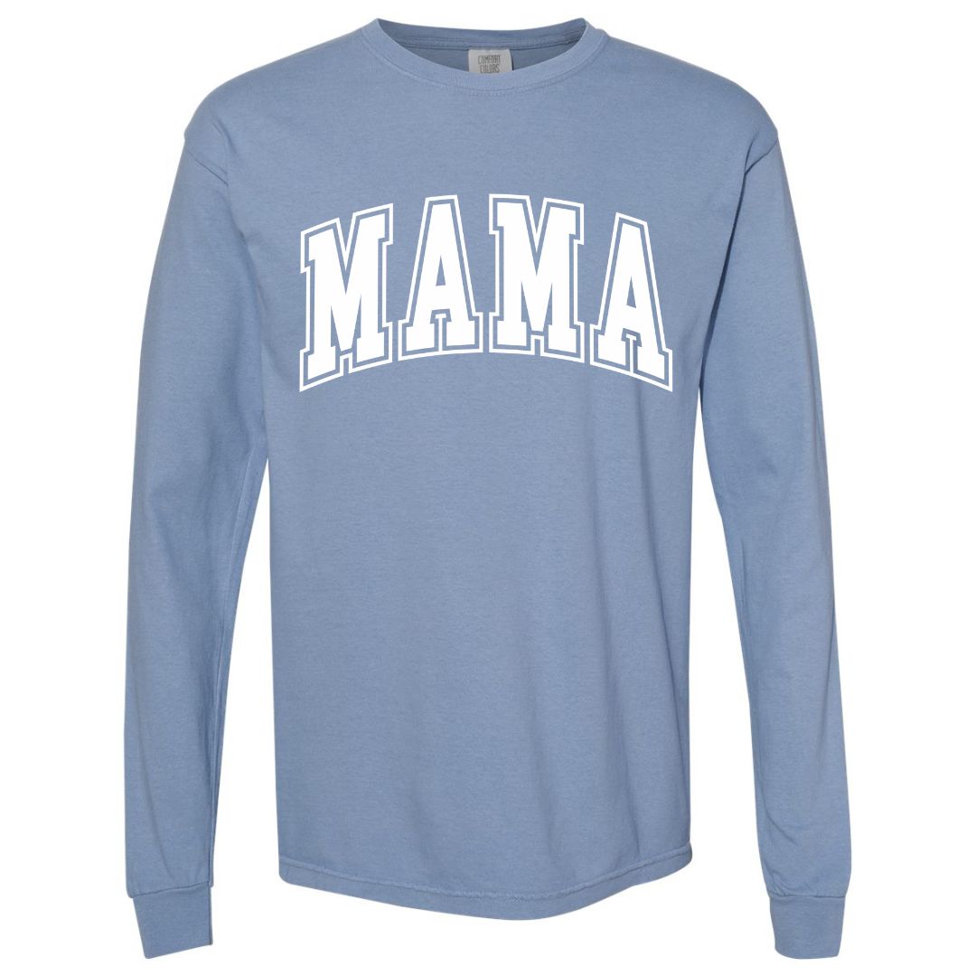 MAMA White Collegiate Lettered Long Sleeve T-shirt