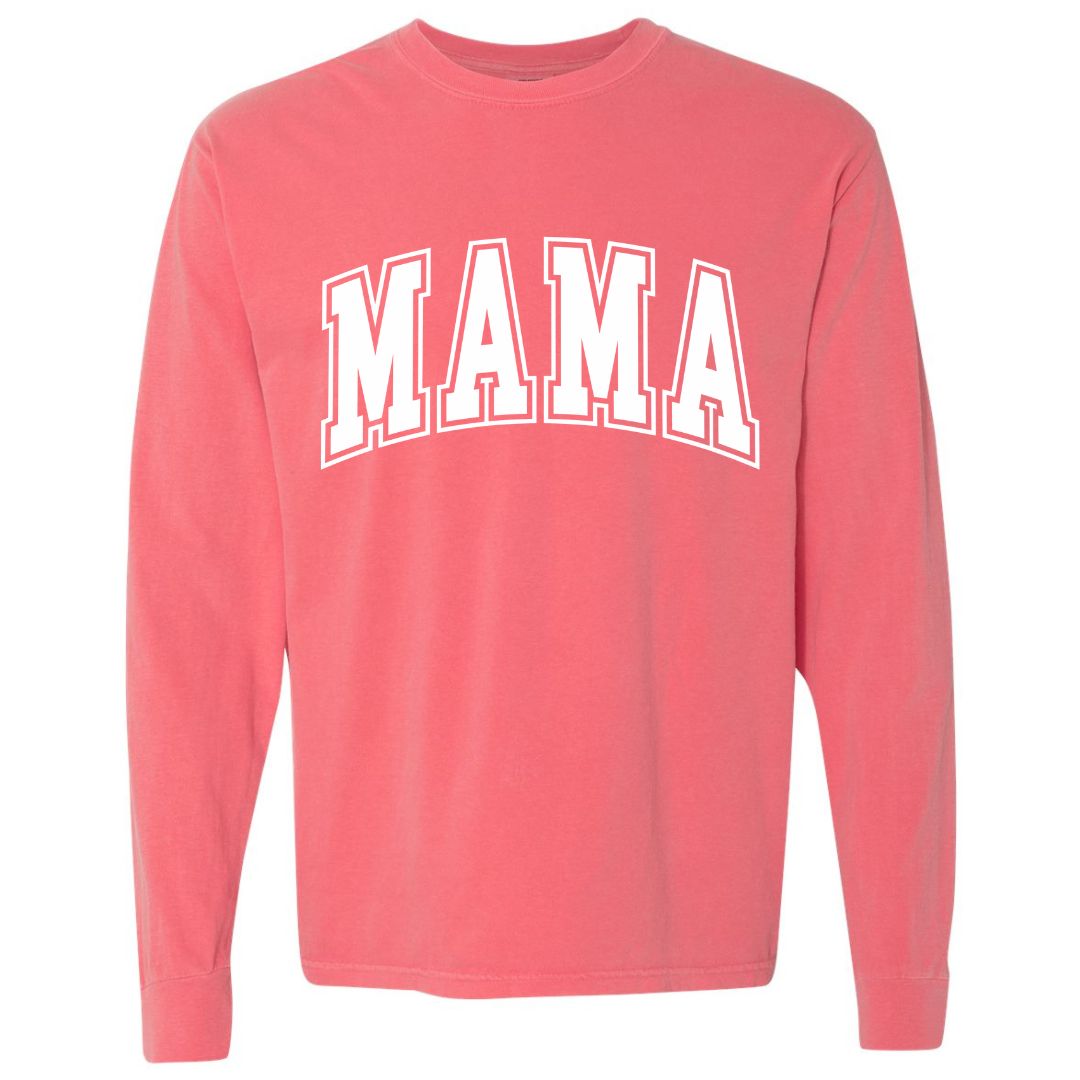 MAMA White Collegiate Lettered Long Sleeve T-shirt