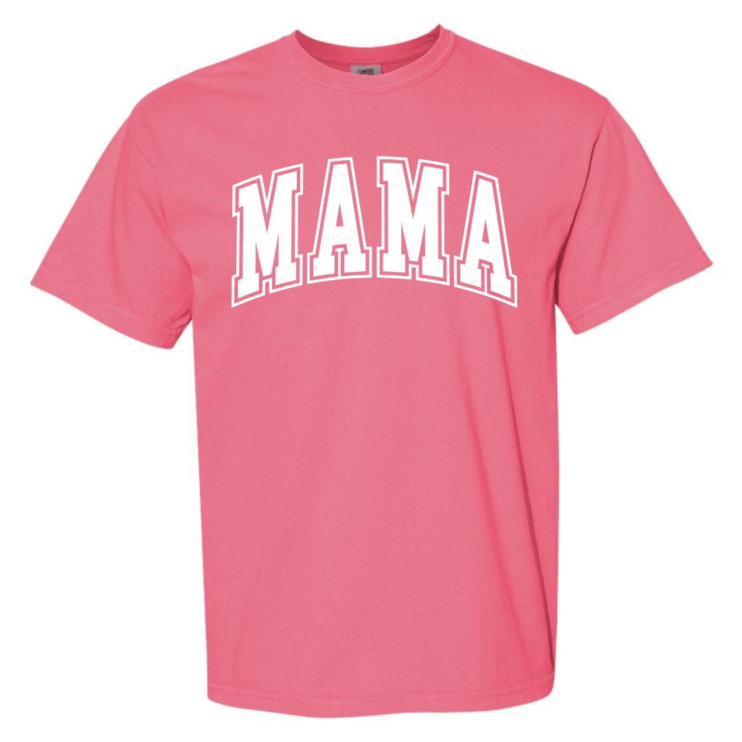 MAMA White Collegiate Lettered Short Sleeve T-shirt