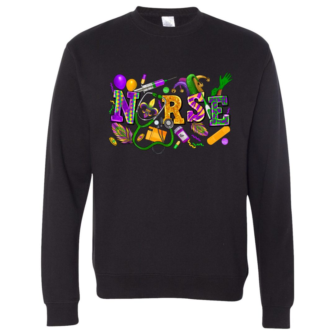Mardi Gras Nurse Sweatshirt
