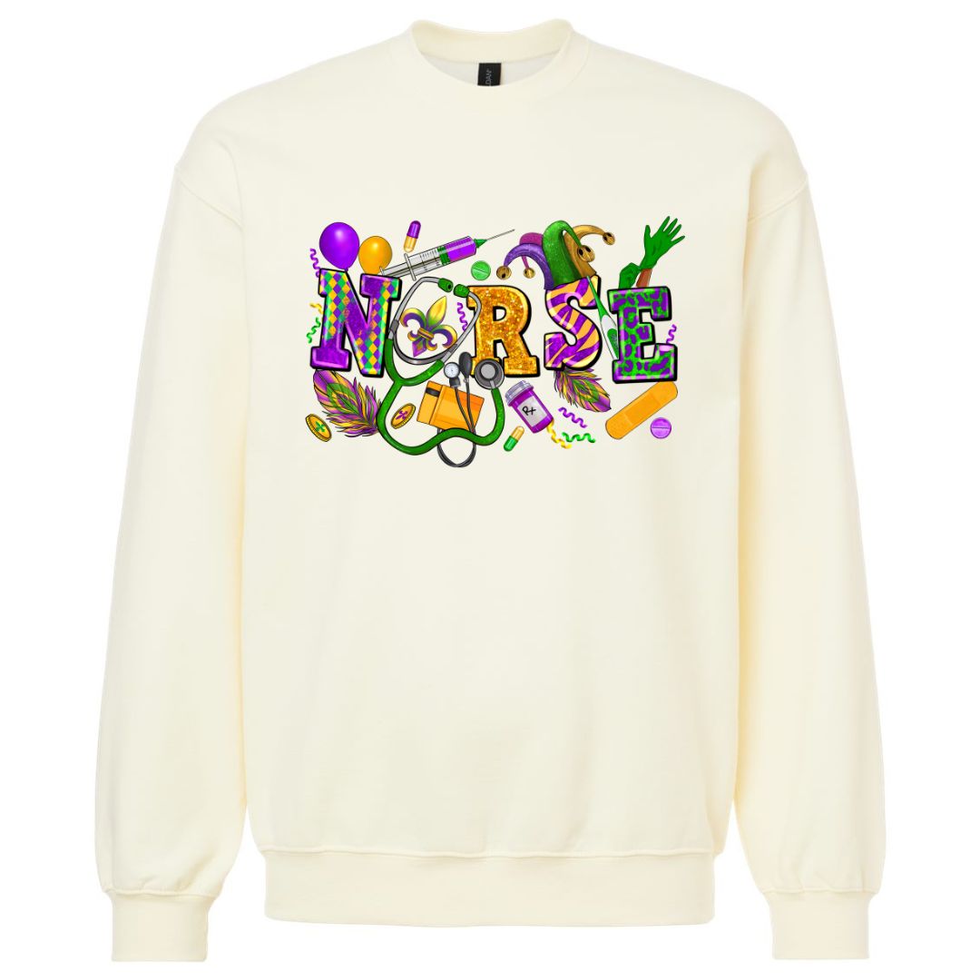 Mardi Gras Nurse Sweatshirt