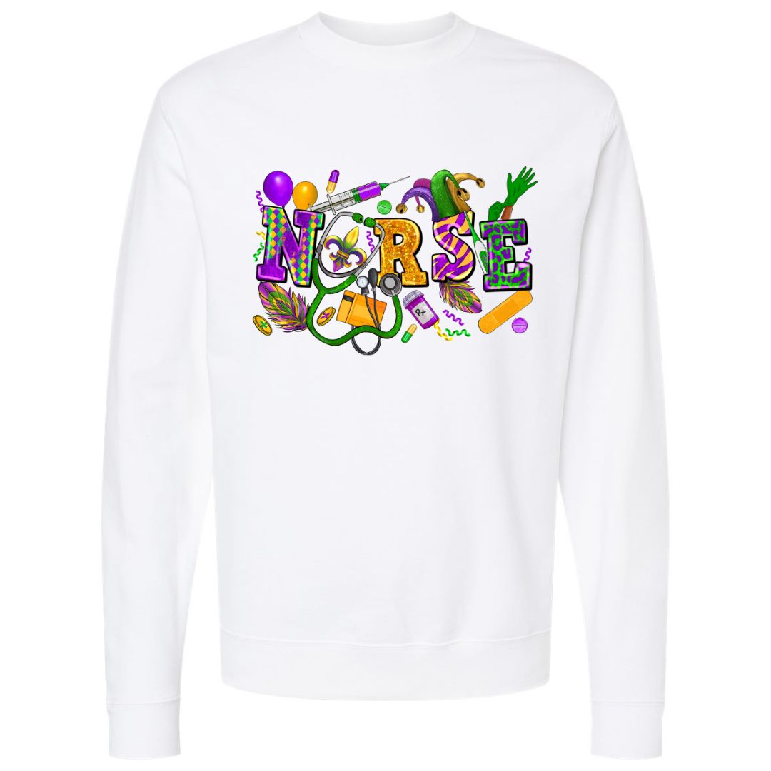 Mardi Gras Nurse Sweatshirt