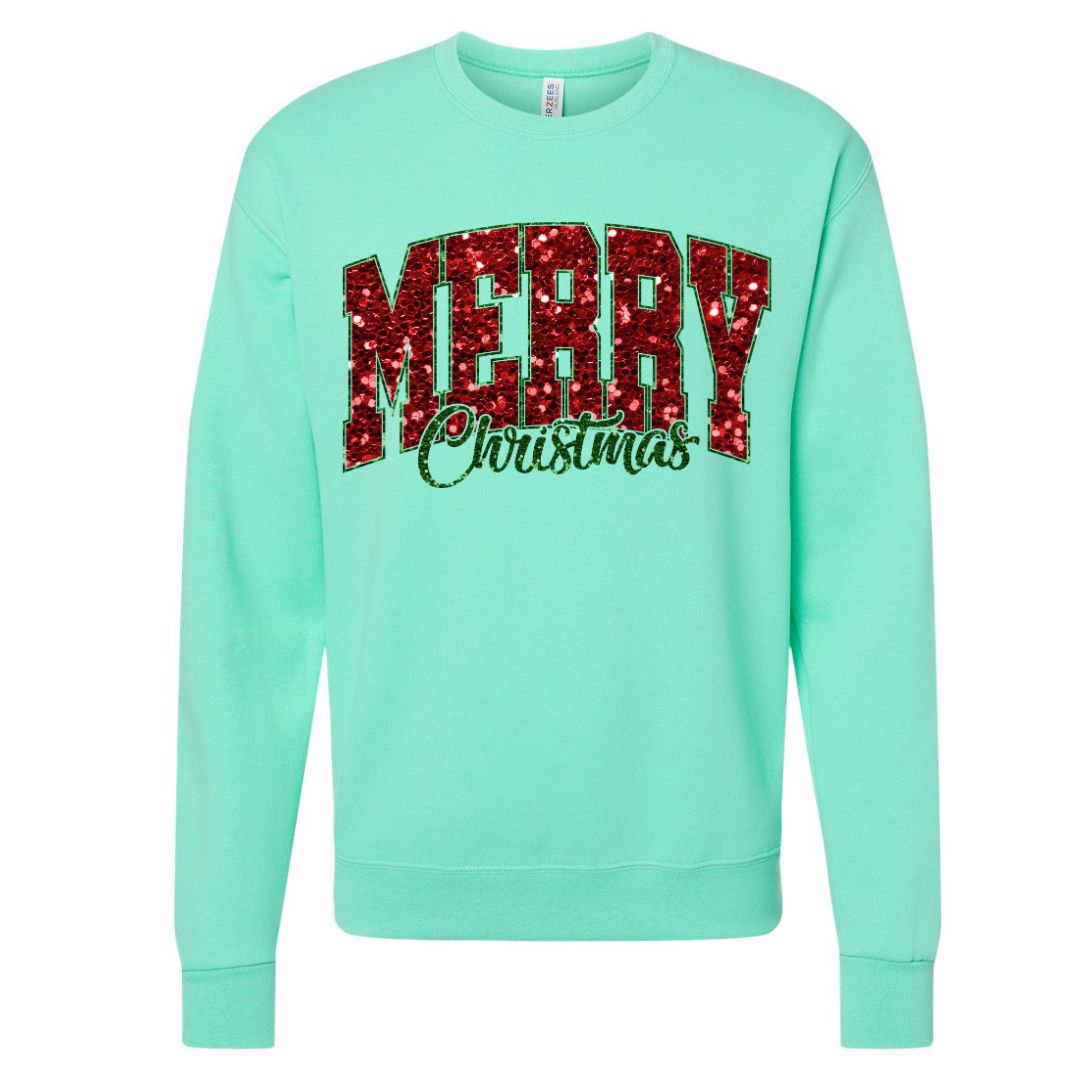 Merry Christmas Faux Sequins Sweatshirt