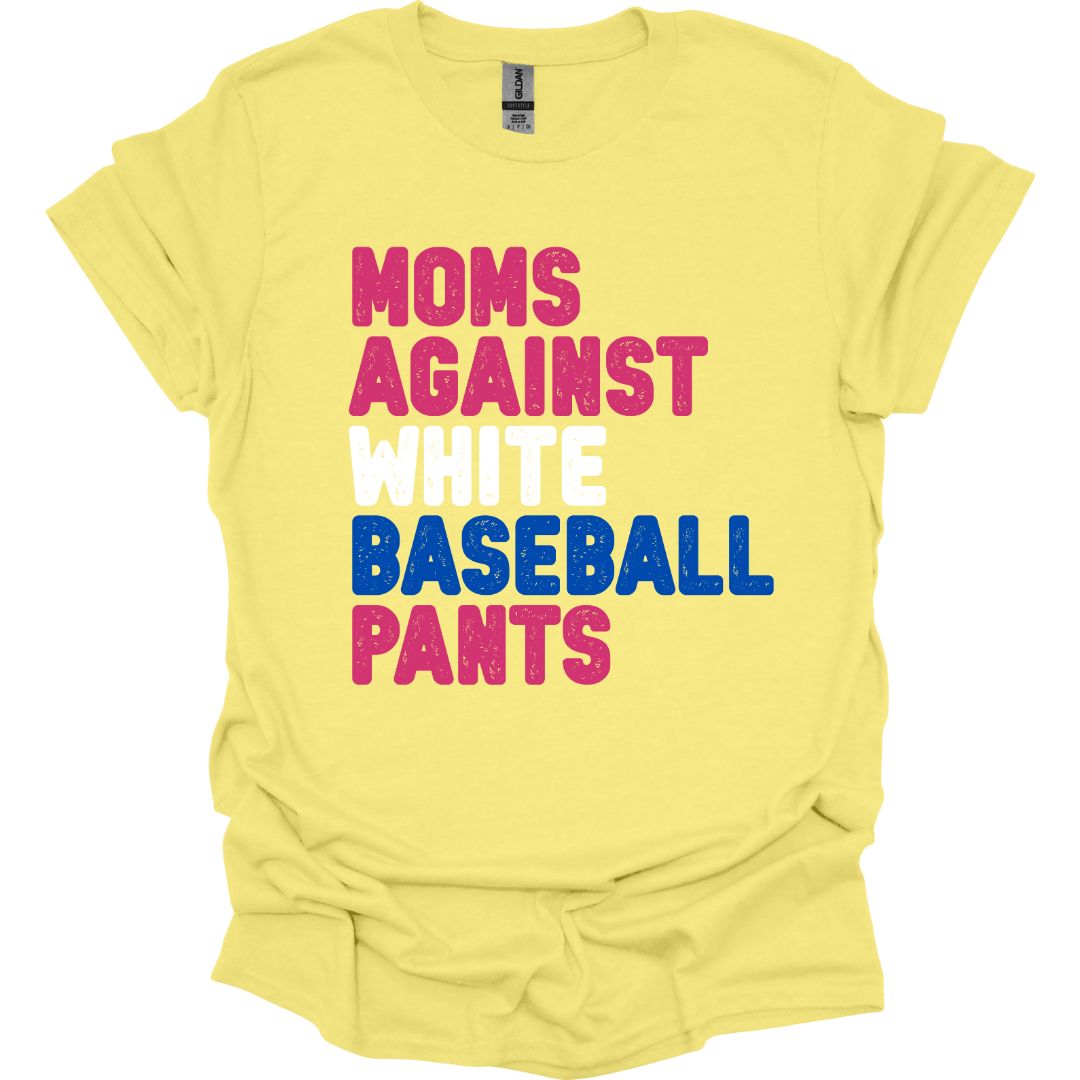 Moms Against White Baseball Pants (Gildan)