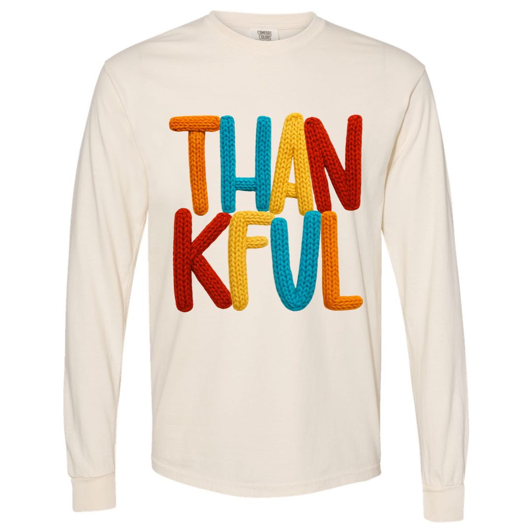 THANKFUL Faux Yarn Tee/Sweatshirt