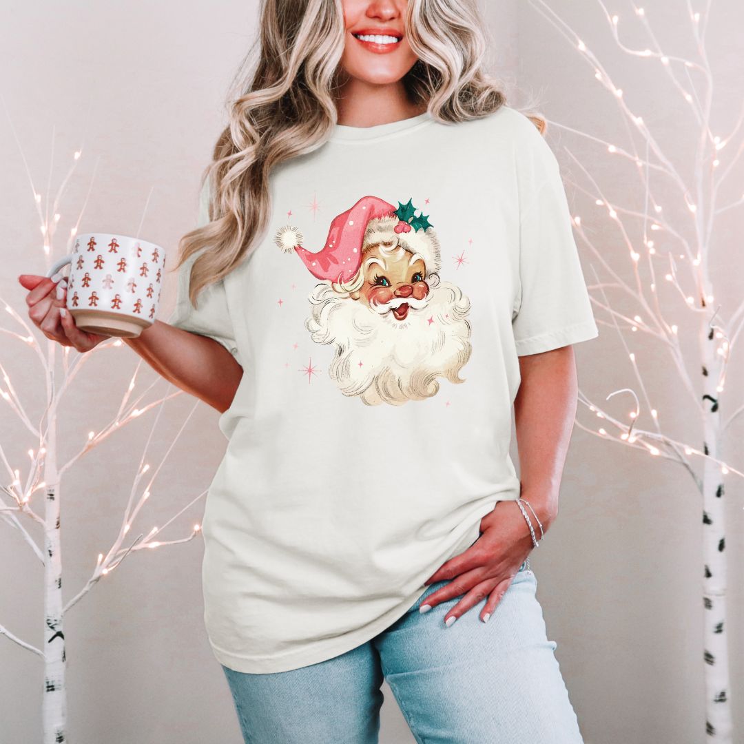 Vintage Pink Santa Sweatshirt/T-shirt