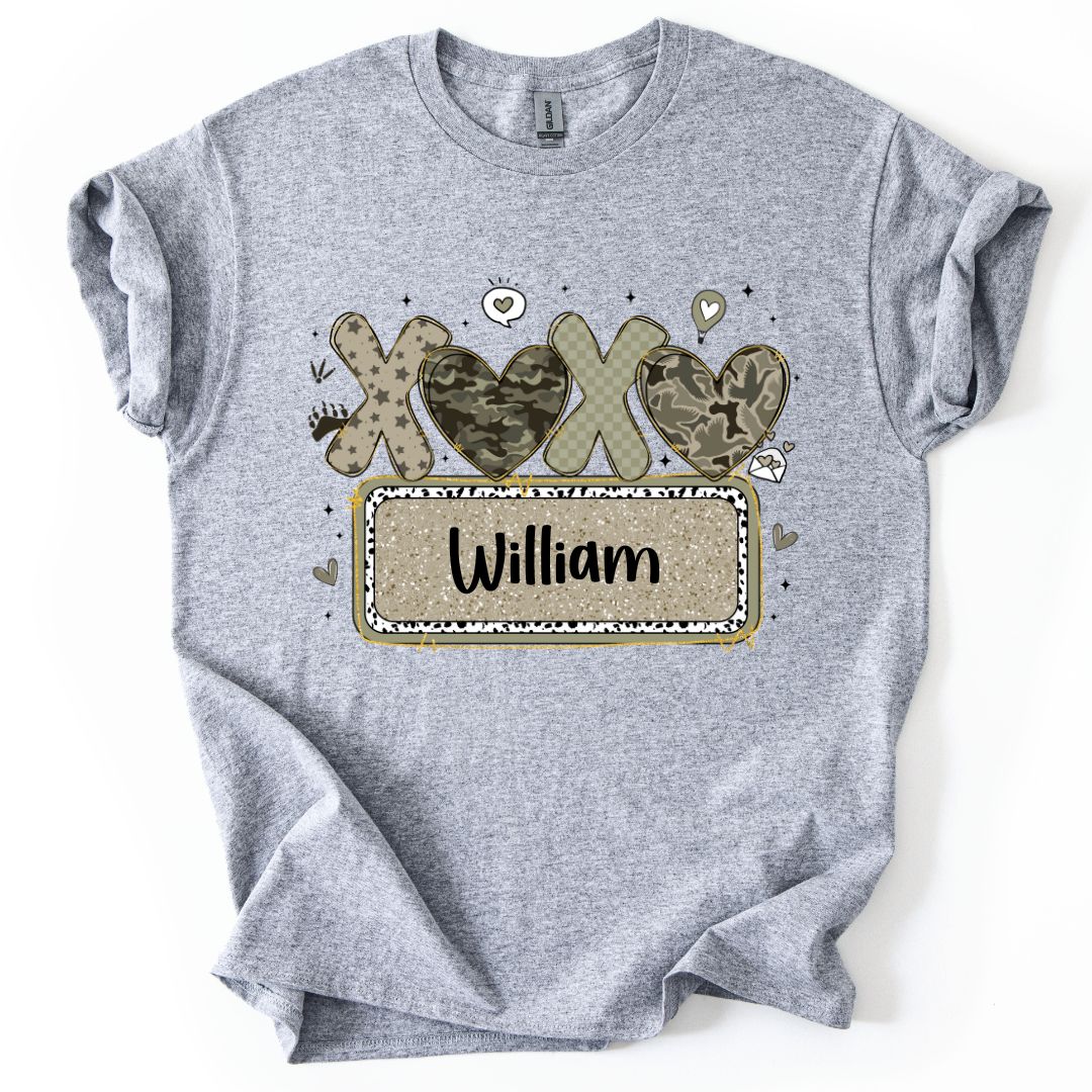 XOXO CAMO YOUTH Custom Name Tee