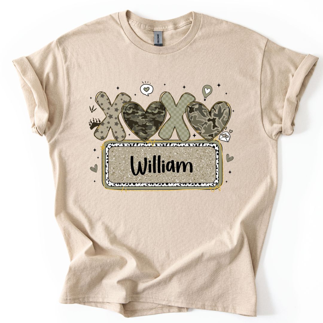 XOXO CAMO YOUTH Custom Name Tee