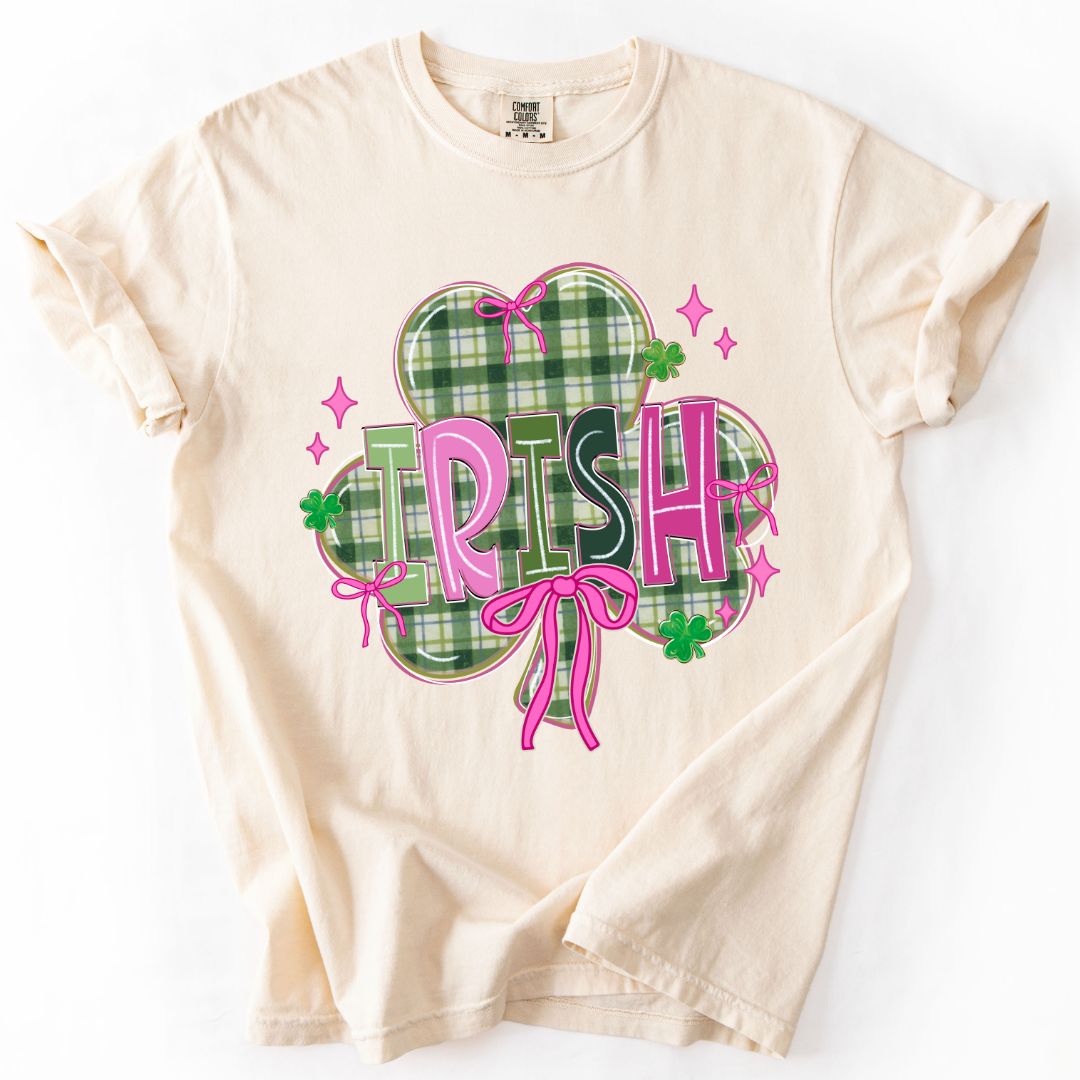 Pink & Green Plaid Irish Shamrock T-shirt