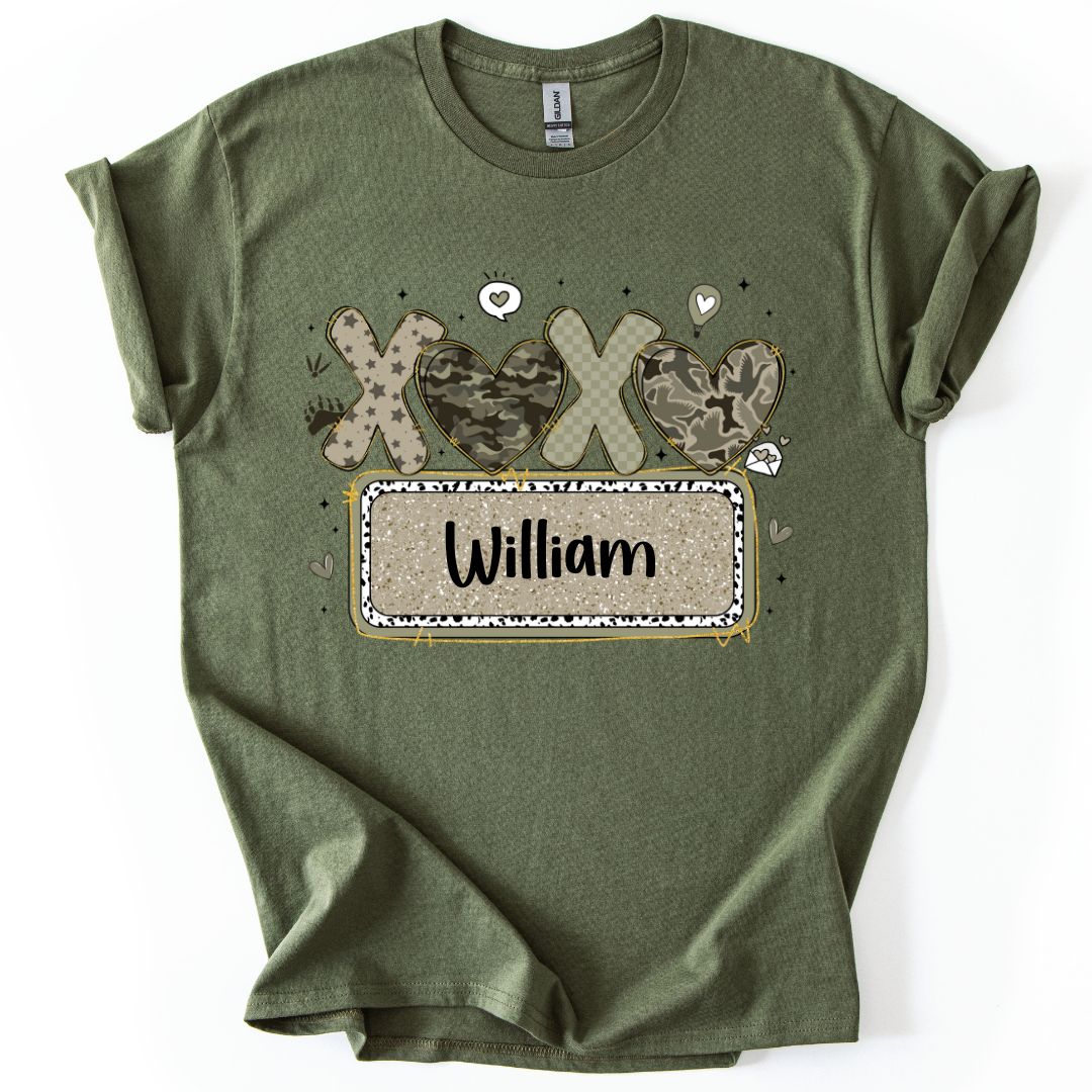 XOXO CAMO YOUTH Custom Name Tee