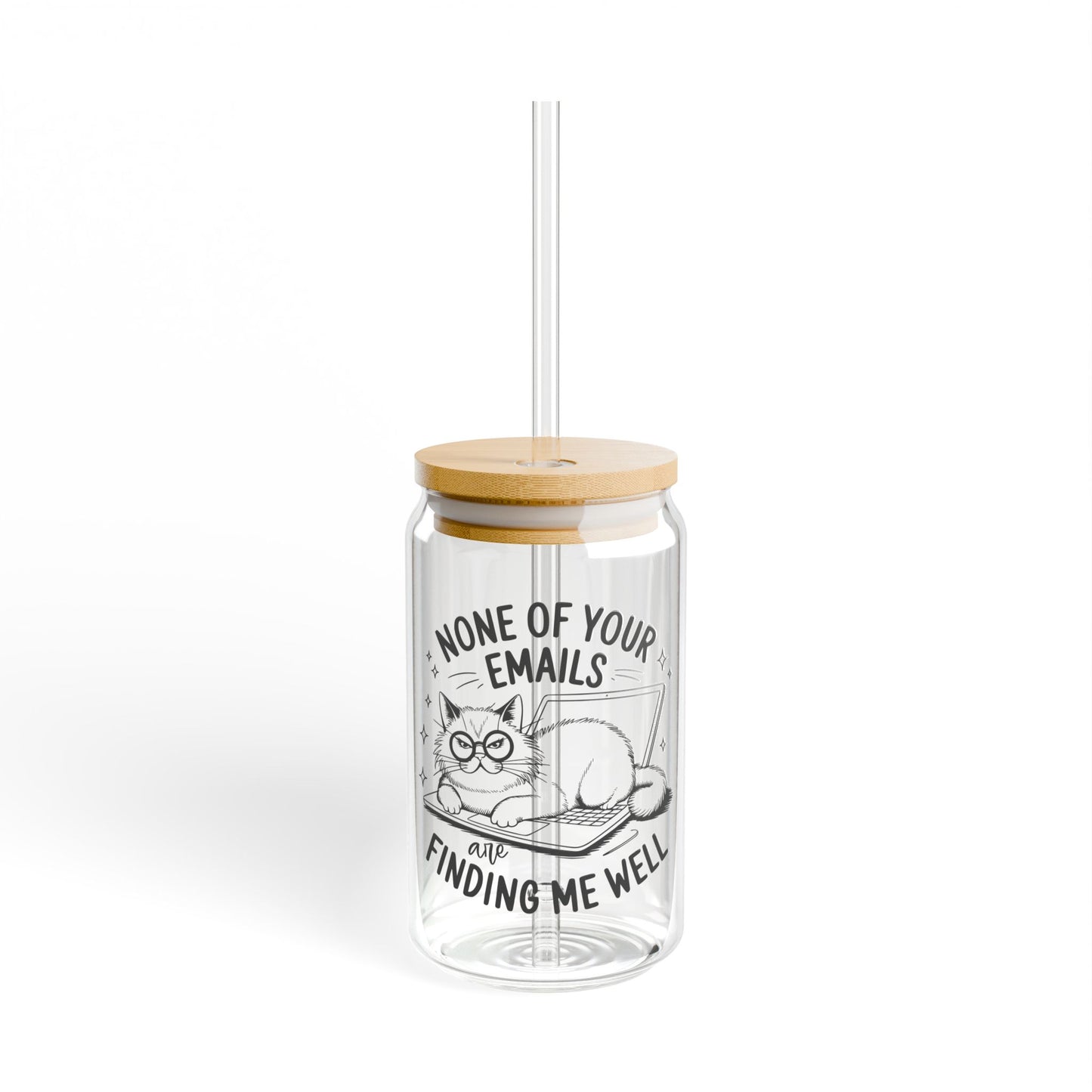 Sarcastic Kitty Emails Glass Tumbler, 16oz