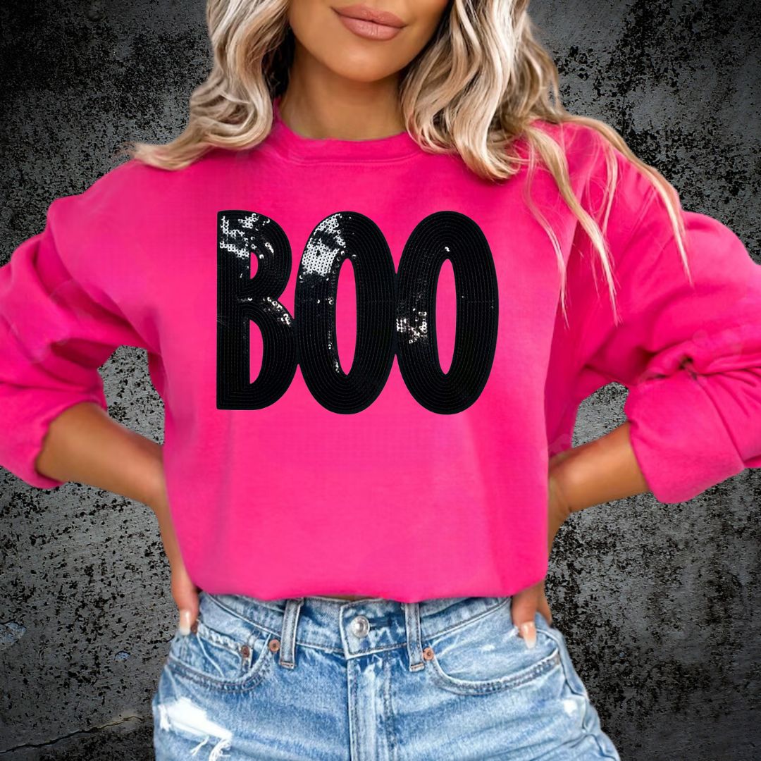 BOO Black Sequins Patch Sweatshirt