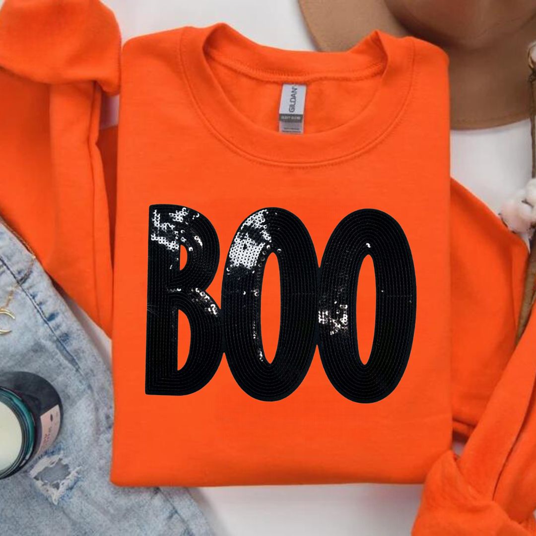 BOO Black Sequins Patch Sweatshirt