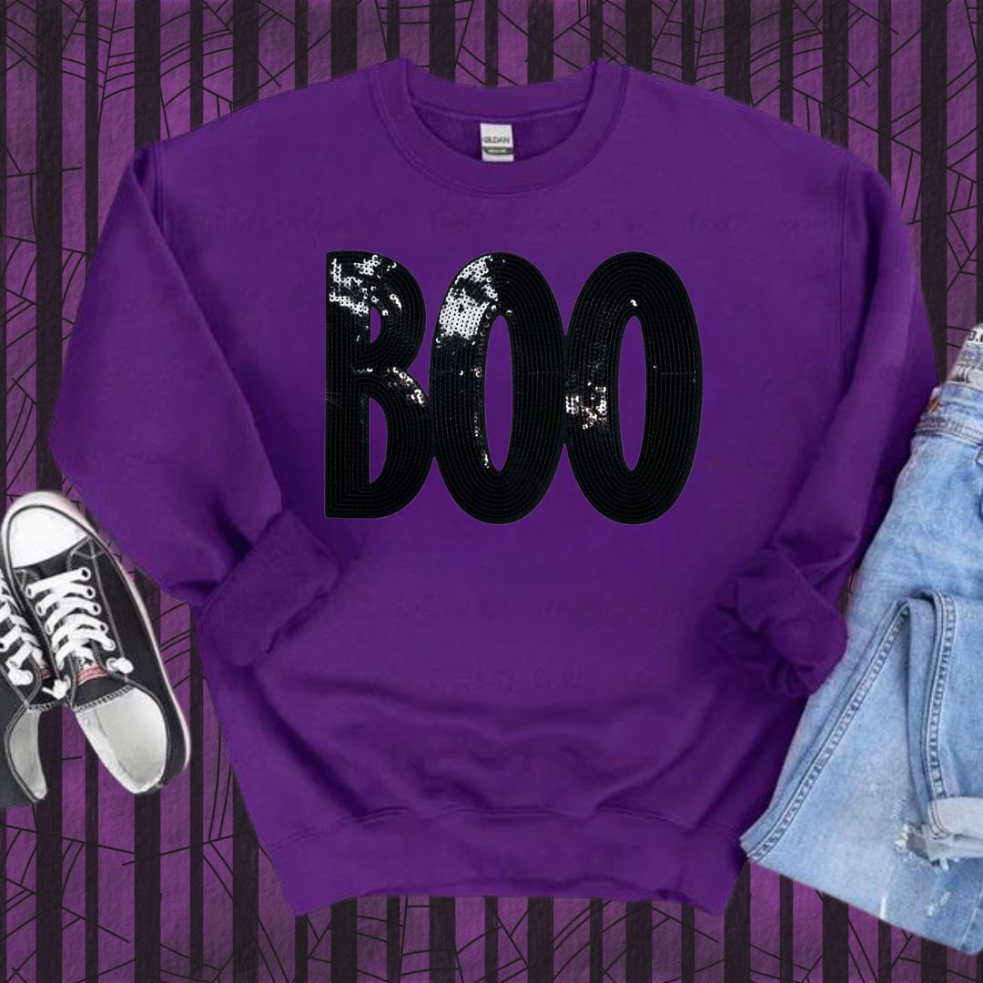 BOO Black Sequins Patch Sweatshirt