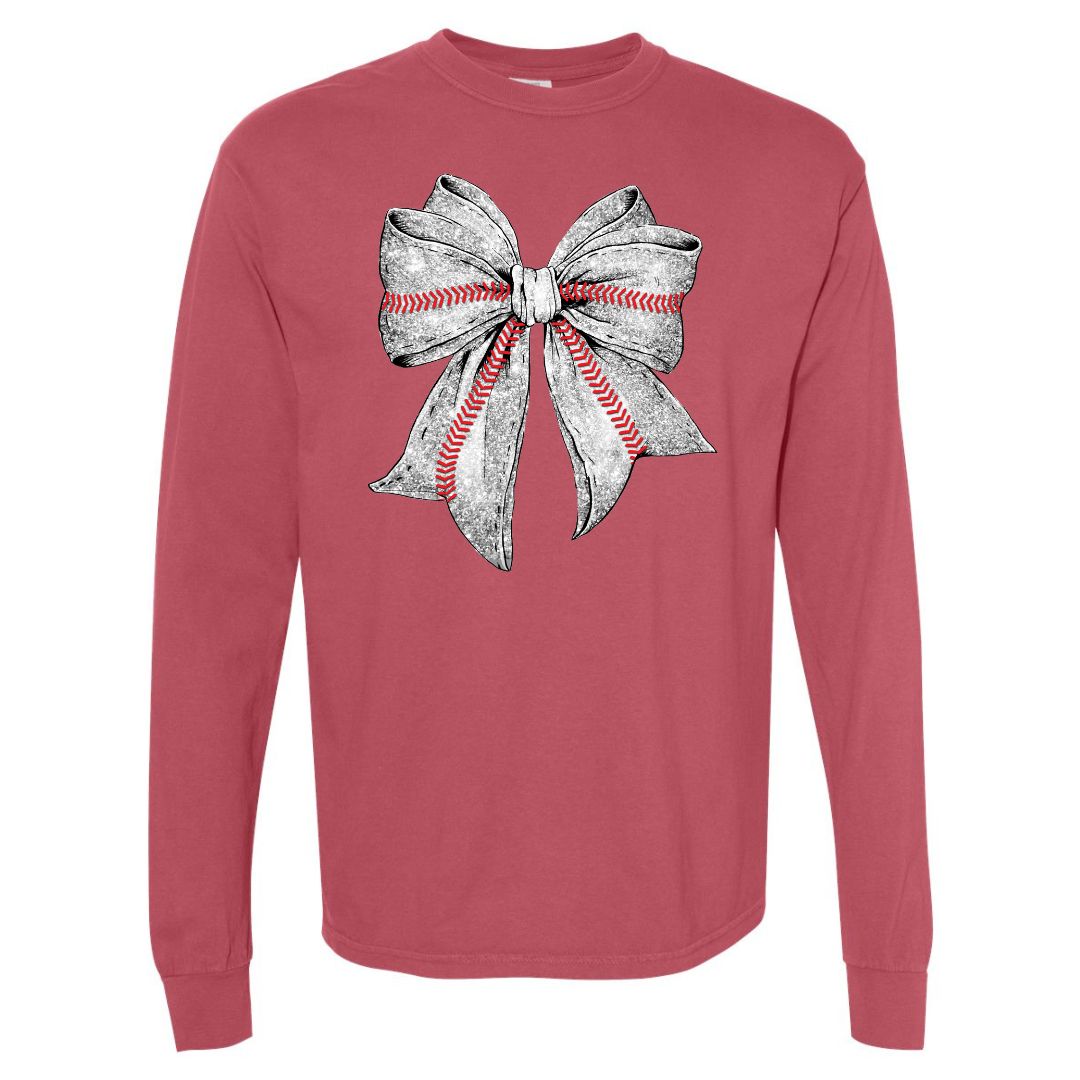 Baseball Faux Glitter Bow