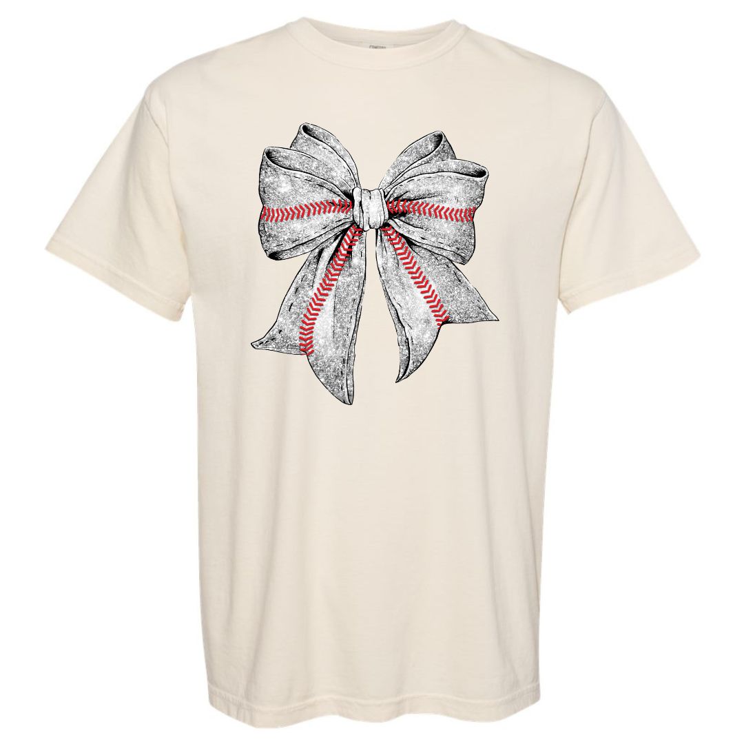 Baseball Faux Glitter Bow